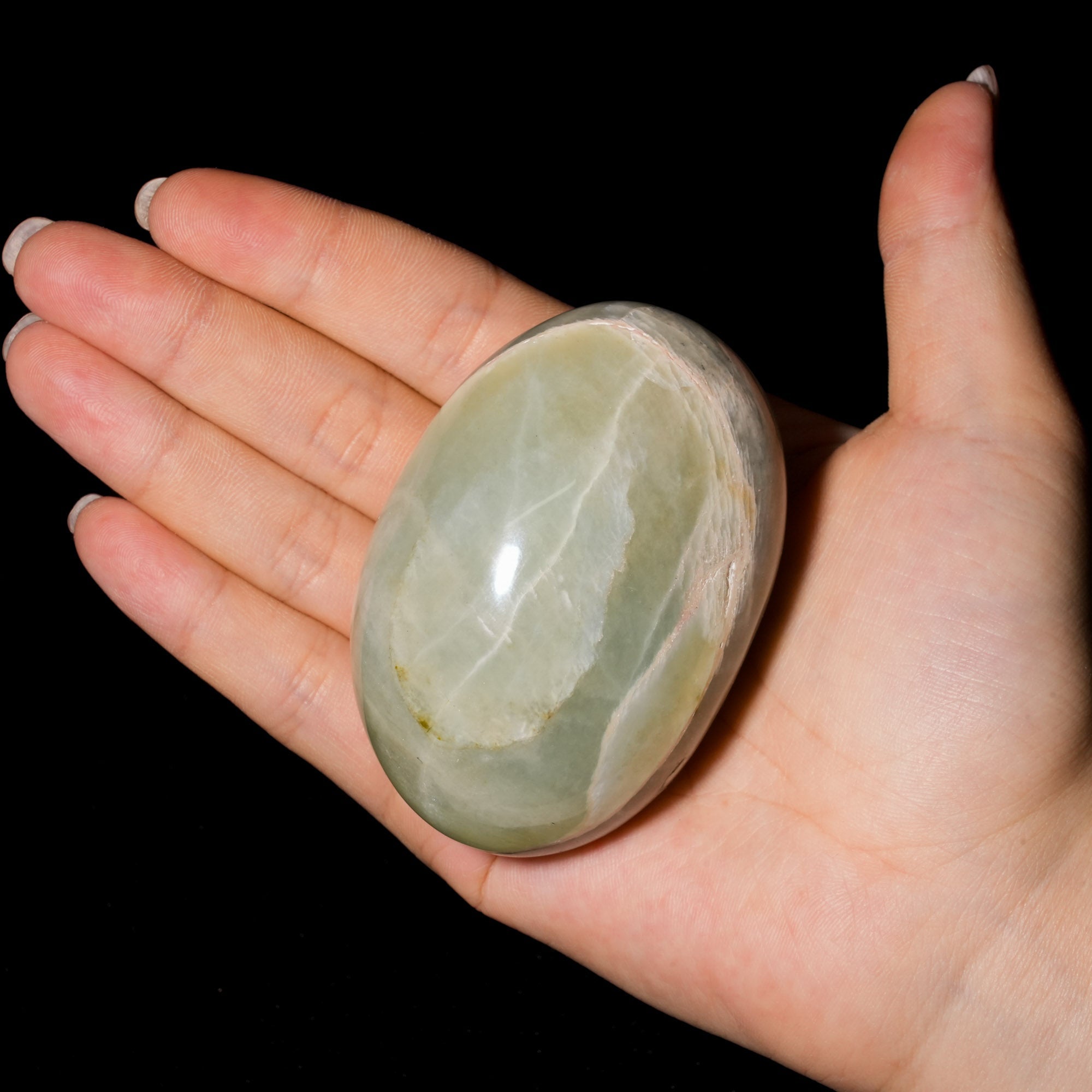Green Moonstone Palm Stone - helmsman - crystal