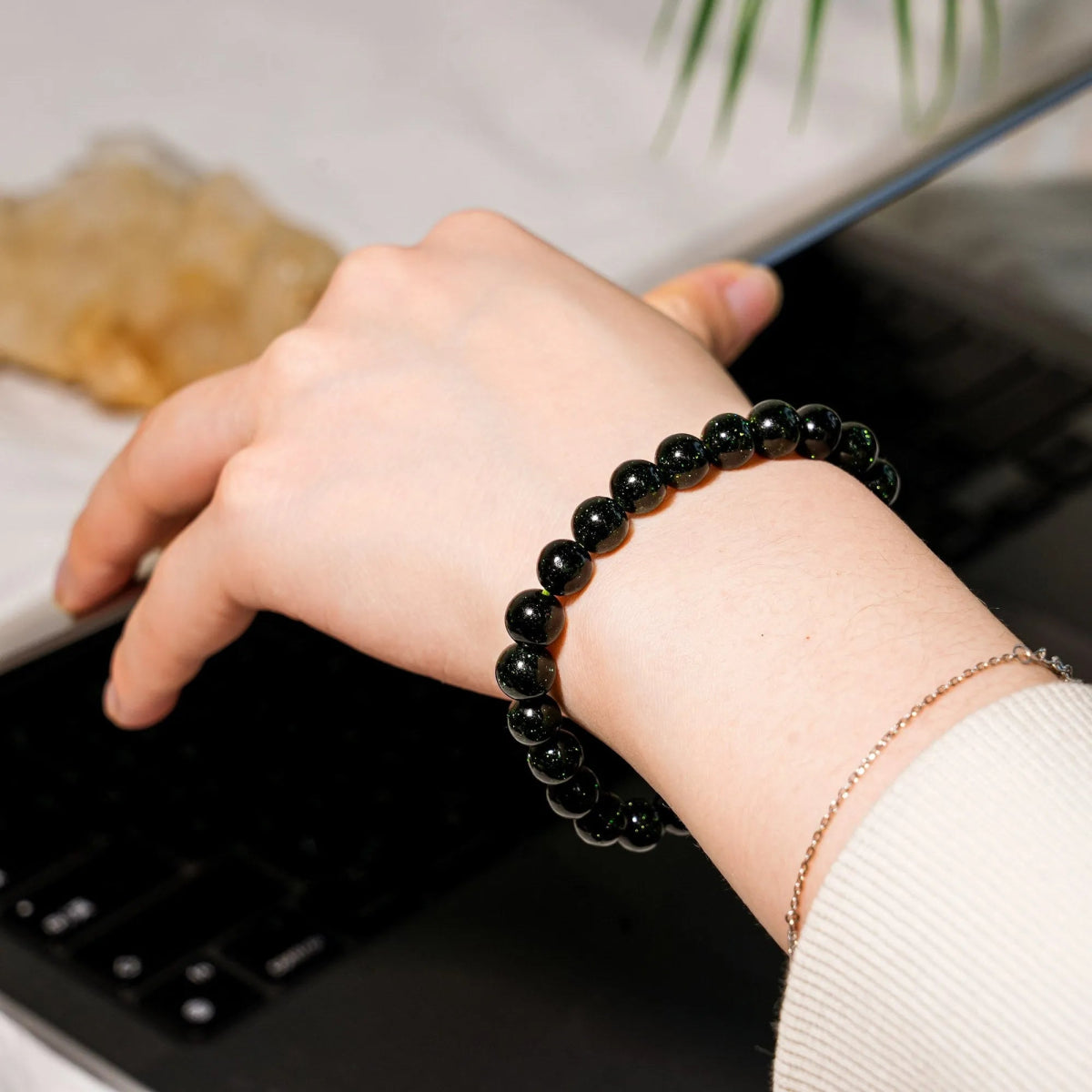 Green Sandstone Bracelet - helmsman - crystal