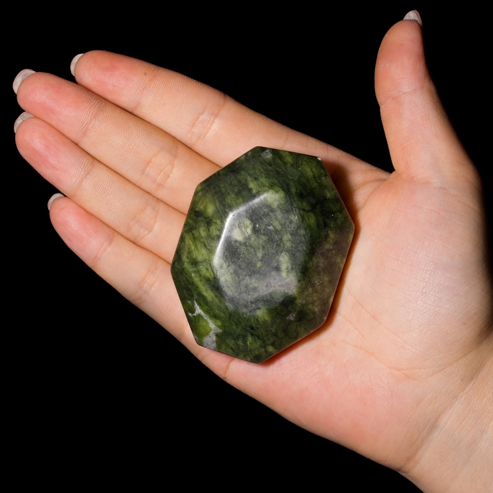 Green Serpentine Palm Stone - helmsman - crystal