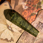 Green Serpentine Wand Ornament - helmsman - crystal