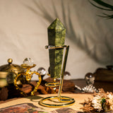 Green Serpentine Wand Ornament - helmsman - crystal