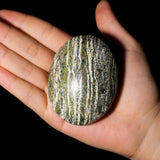 Green Zebra Jasper Palm Stone - helmsman - crystal