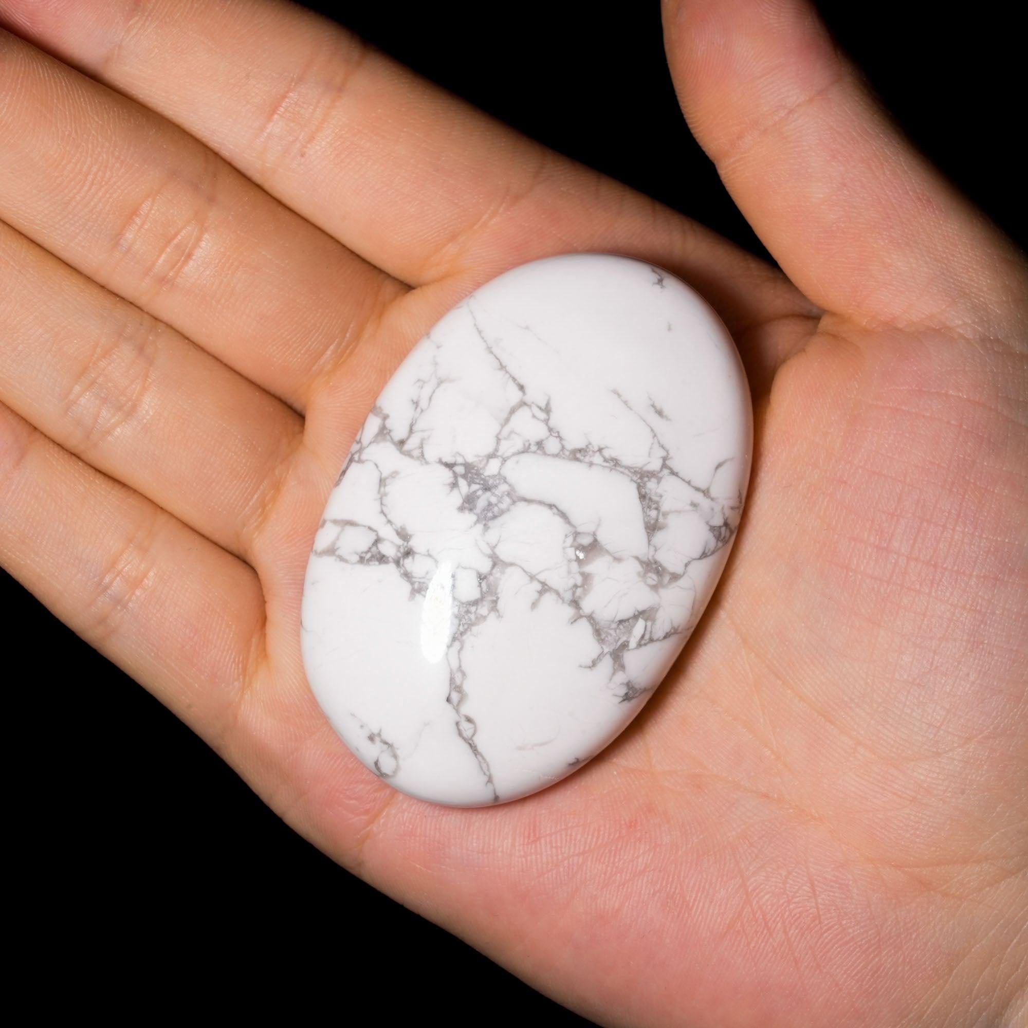 Howlite Palm Stone - helmsman - crystal