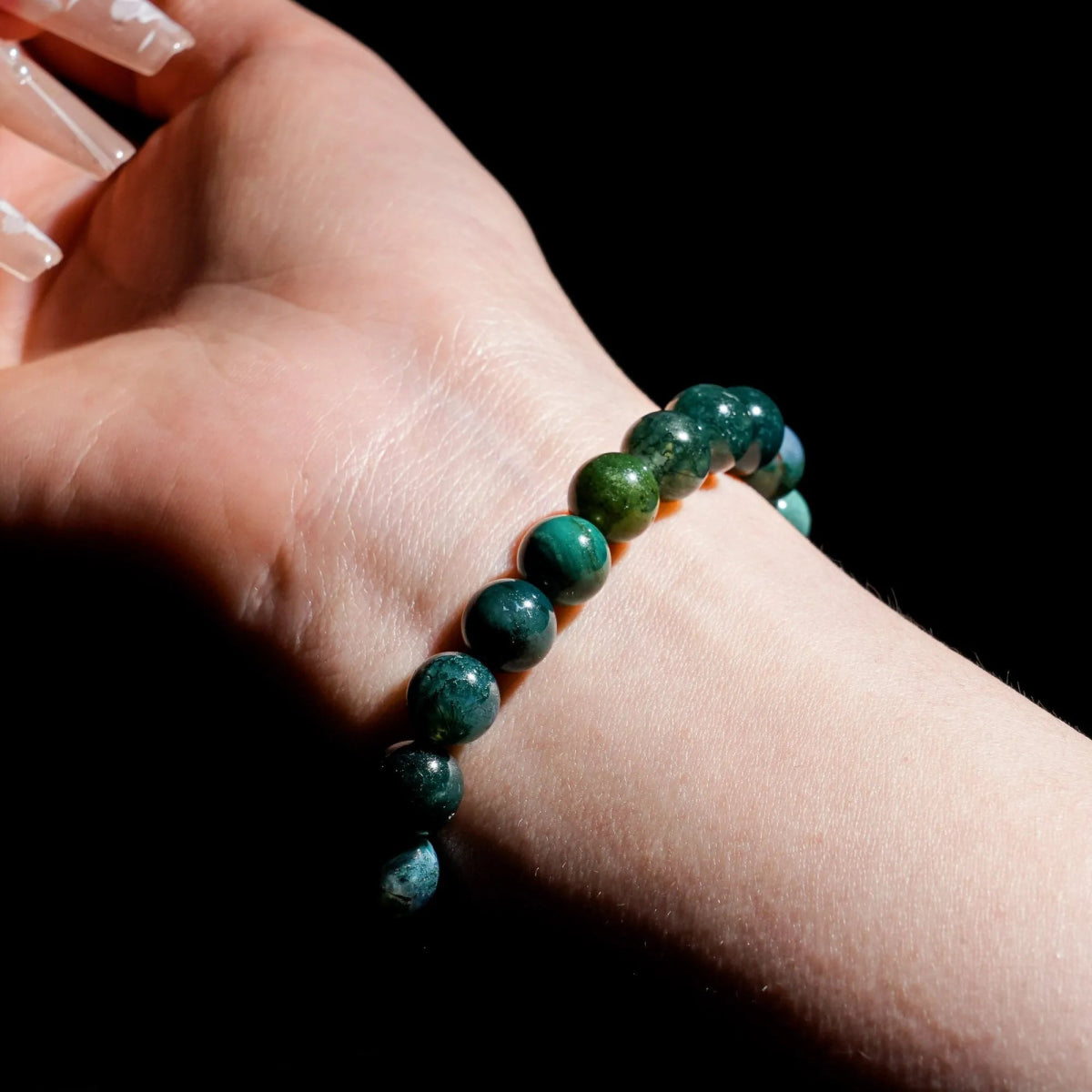 Moss Agate Bracelet - helmsman - crystal