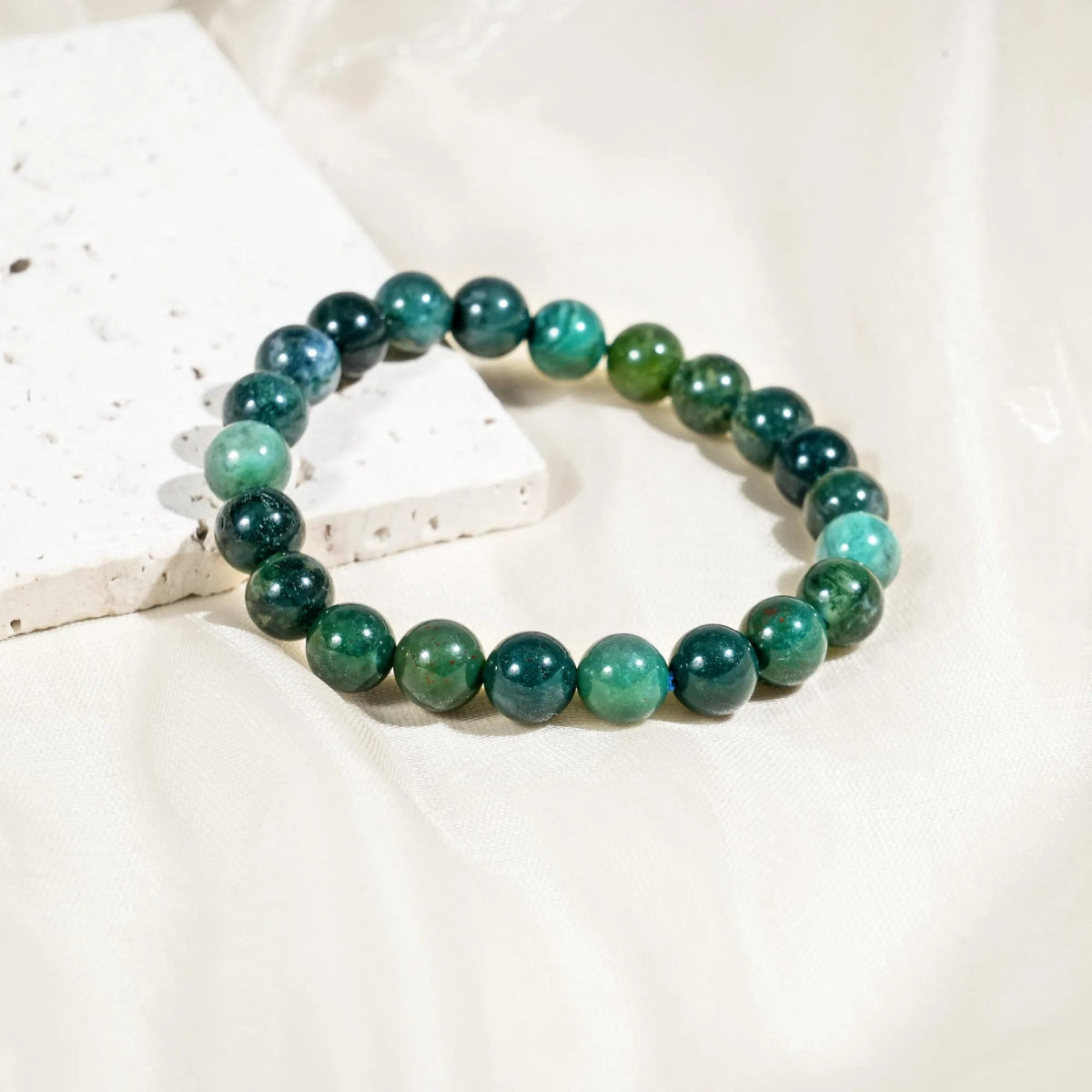 Moss Agate Bracelet - helmsman - crystal