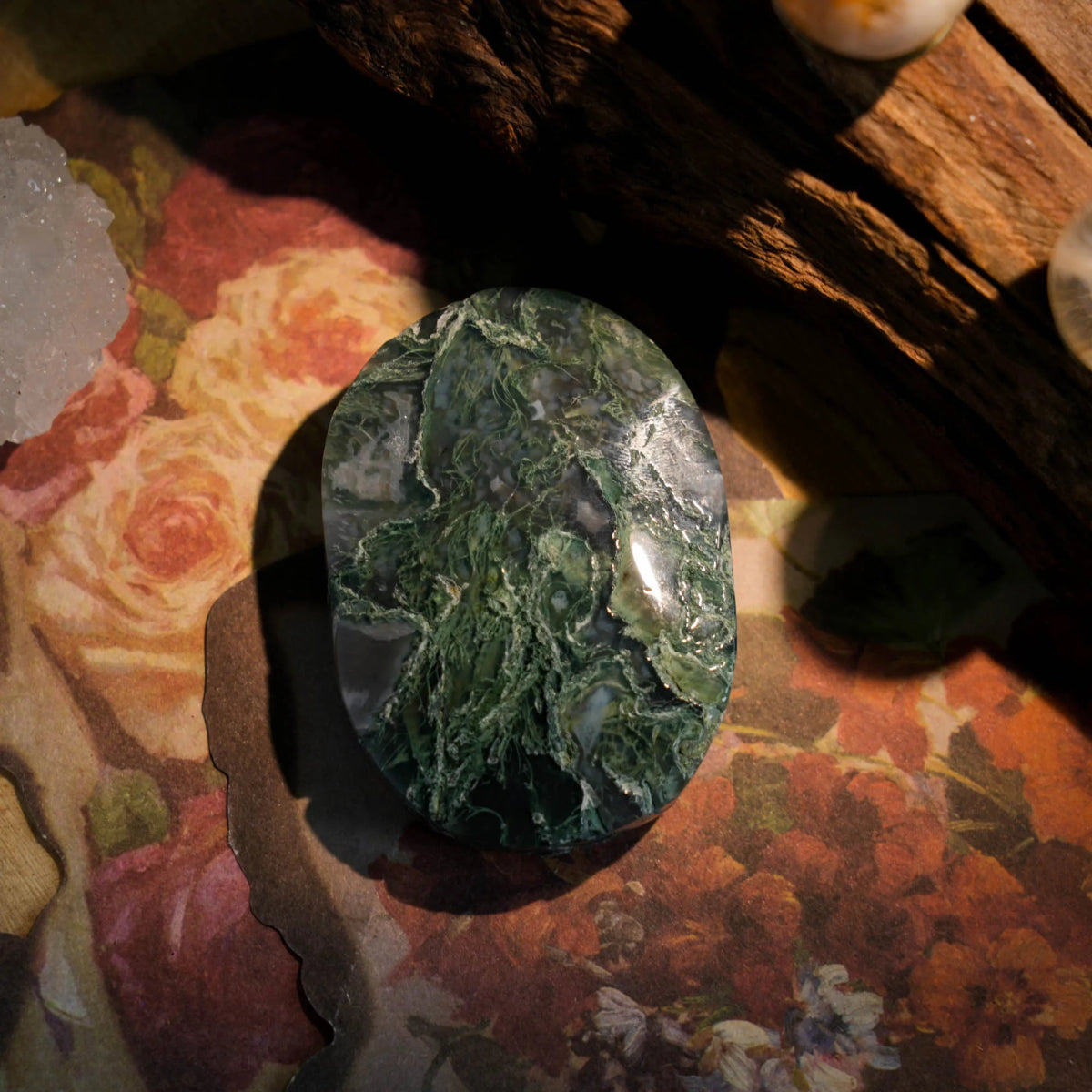 Moss Agate Palm Stone - helmsman - crystal