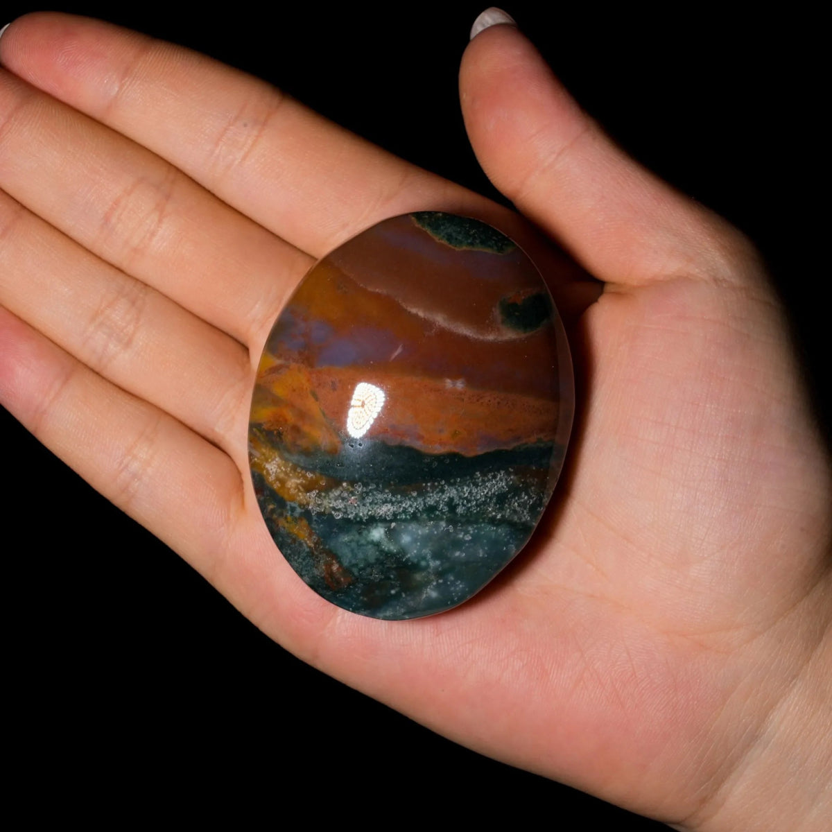 Ocean Jasper Palm Stone - helmsman - crystal