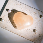 Peach Selenite Heart - helmsman - crystal