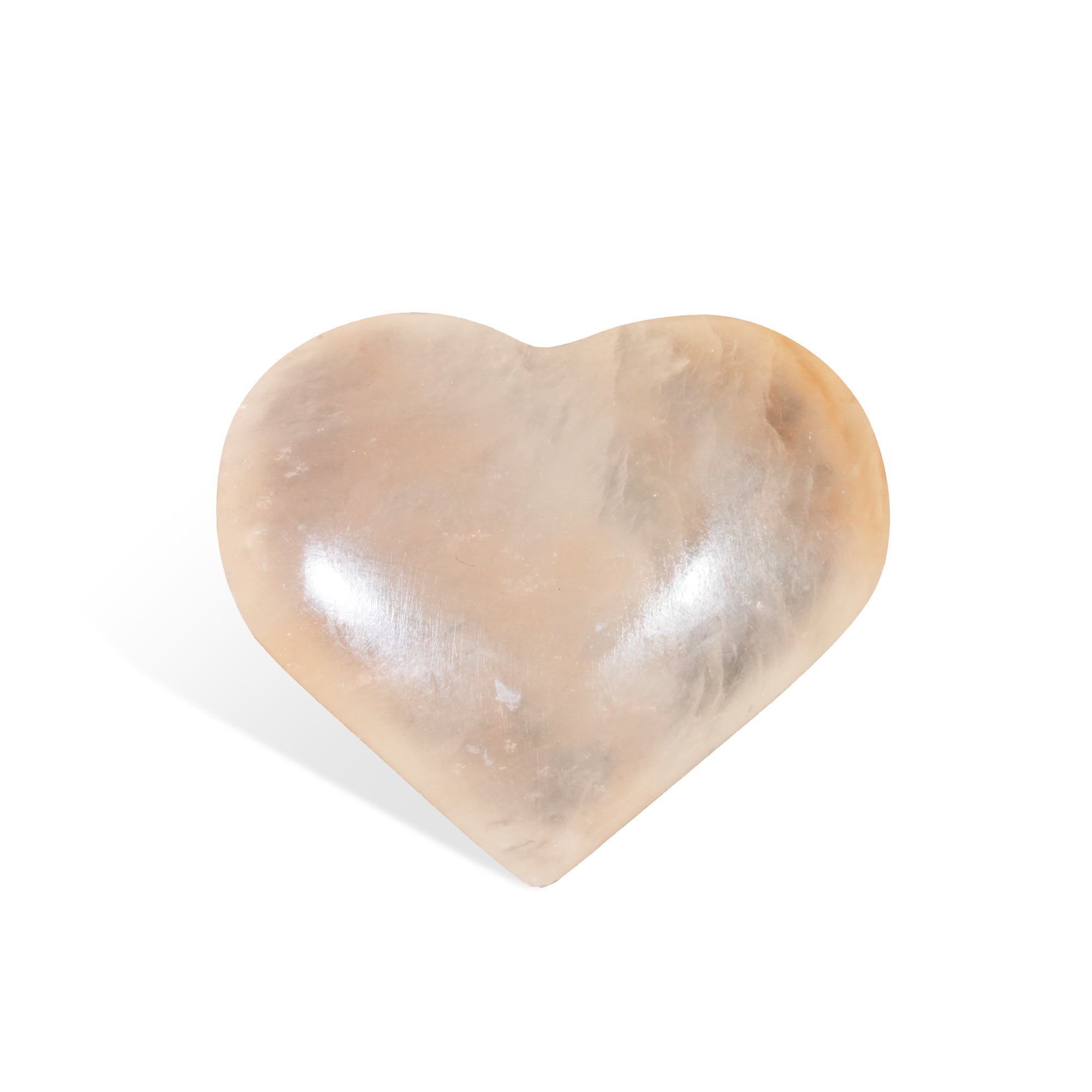 Peach Selenite Heart - helmsman - crystal