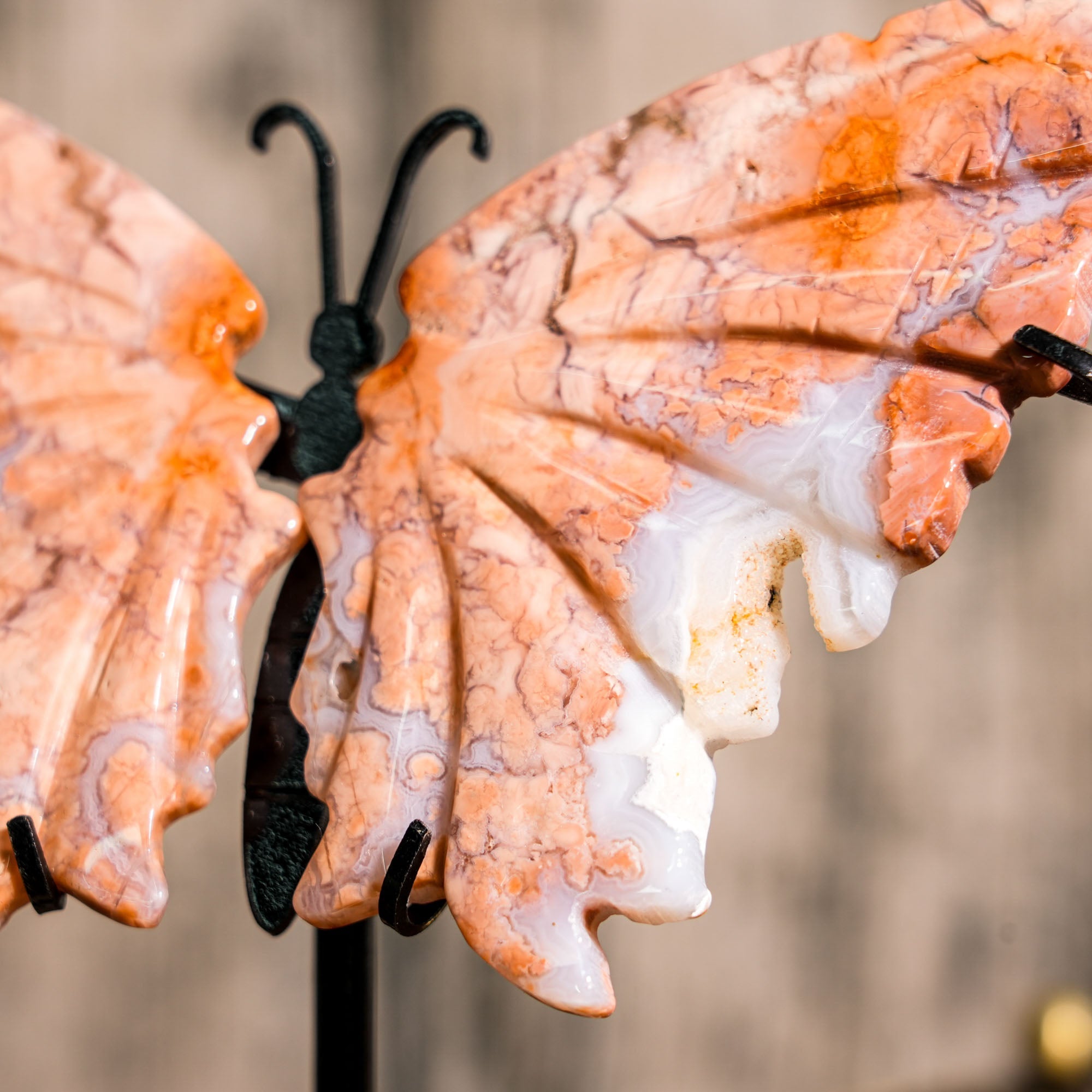 Pink Agate Butterfly Ornament - helmsman - crystal