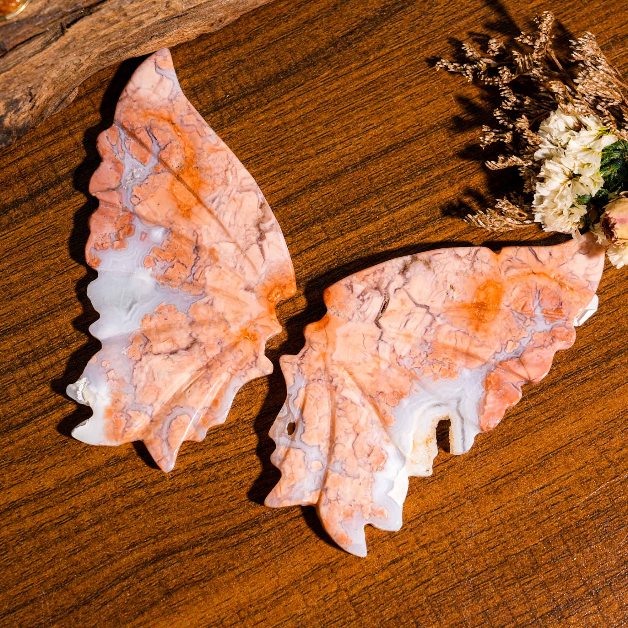 Pink Agate Butterfly Ornament - helmsman - crystal