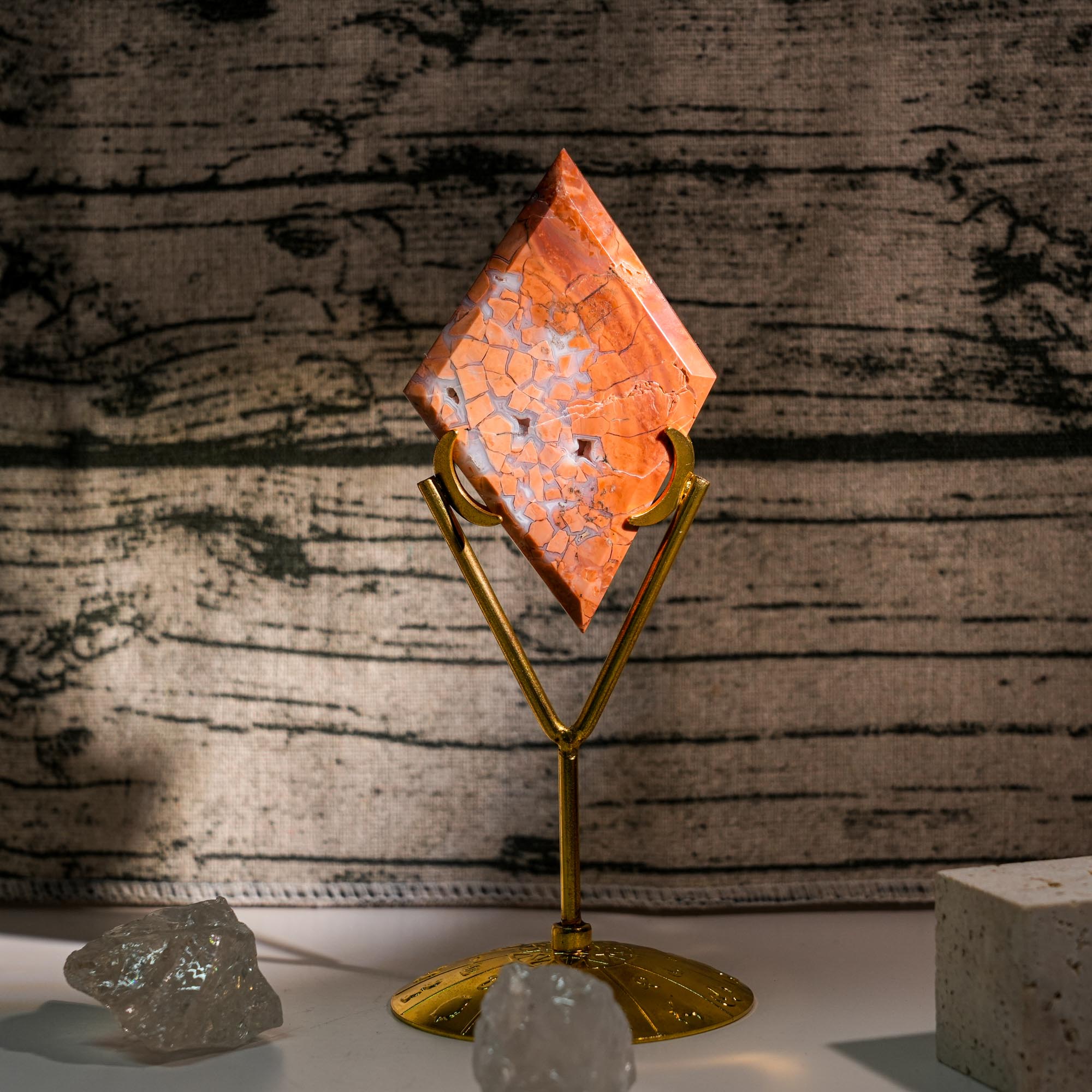 Pink Agate Diamond Ornament - helmsman - crystal