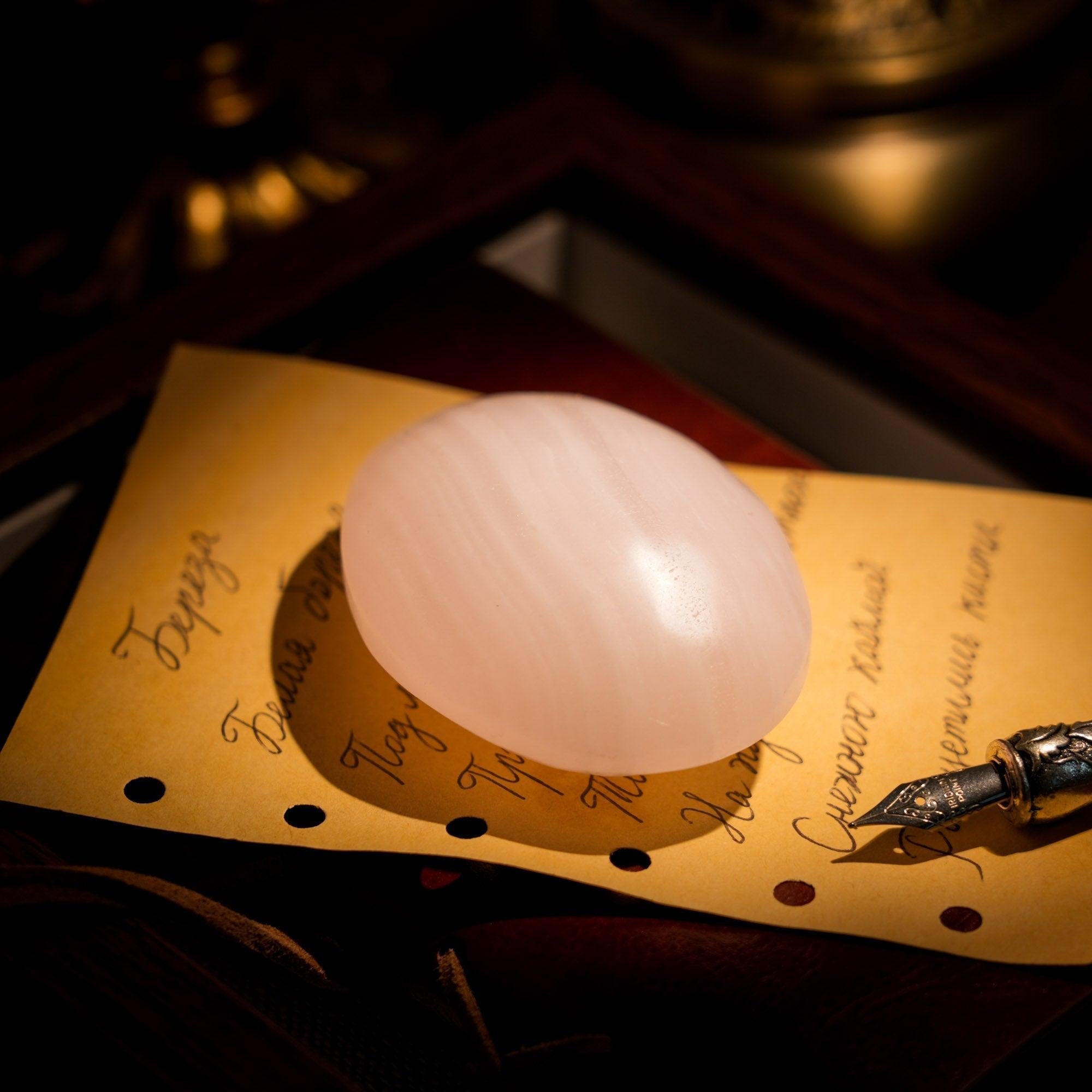 Pink Jade Palm Stone - helmsman - crystal