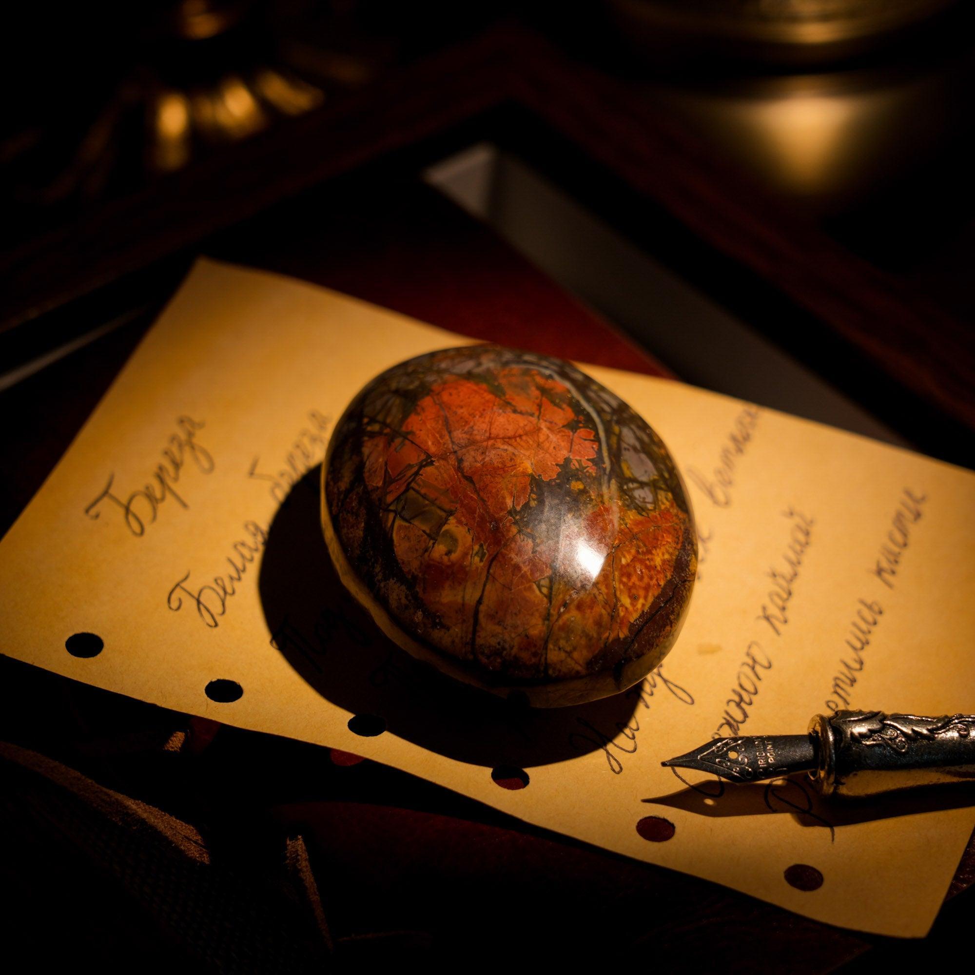 Polychrome Jasper Palm Stone - helmsman - crystal