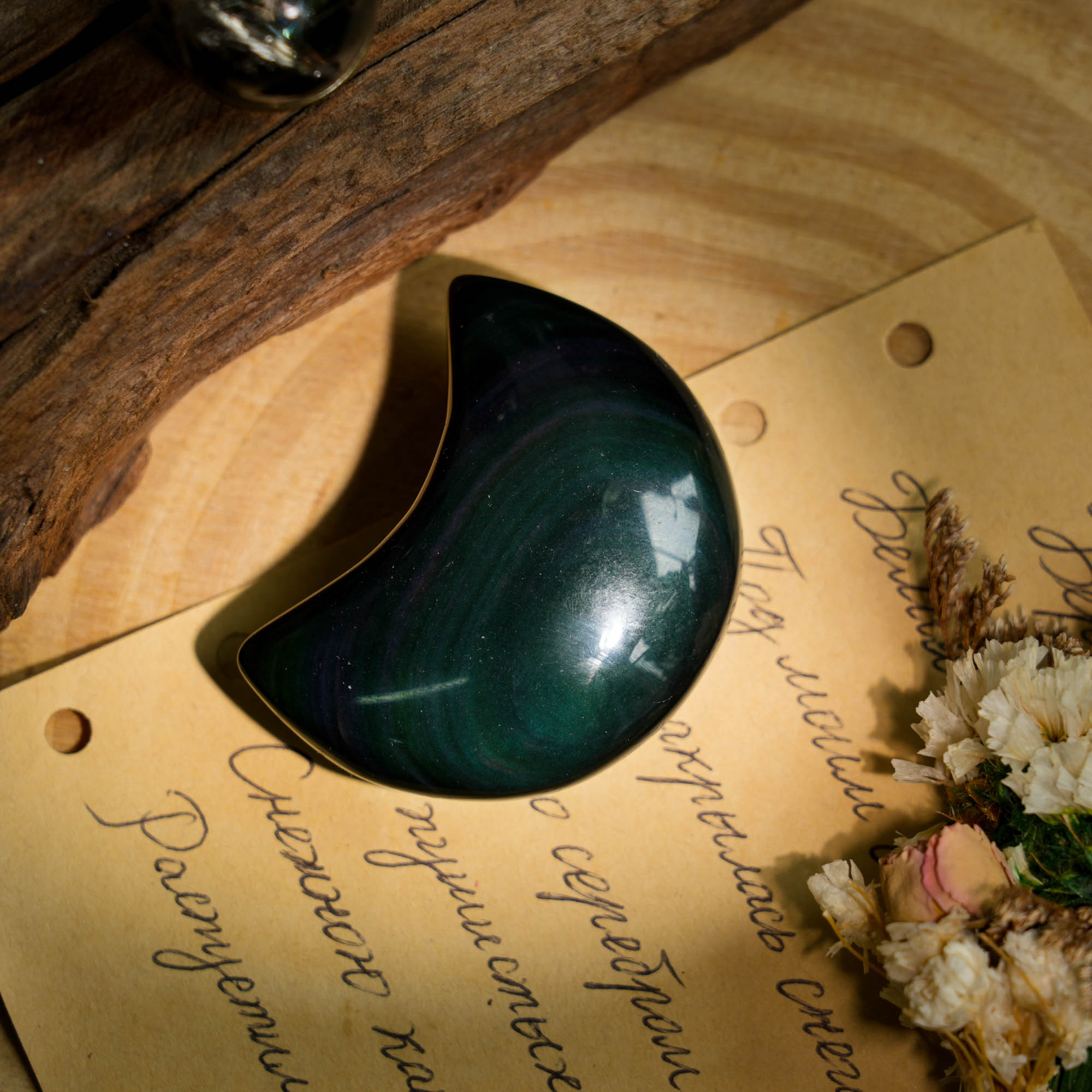 Rainbow Obsidian Moon - helmsman - crystal