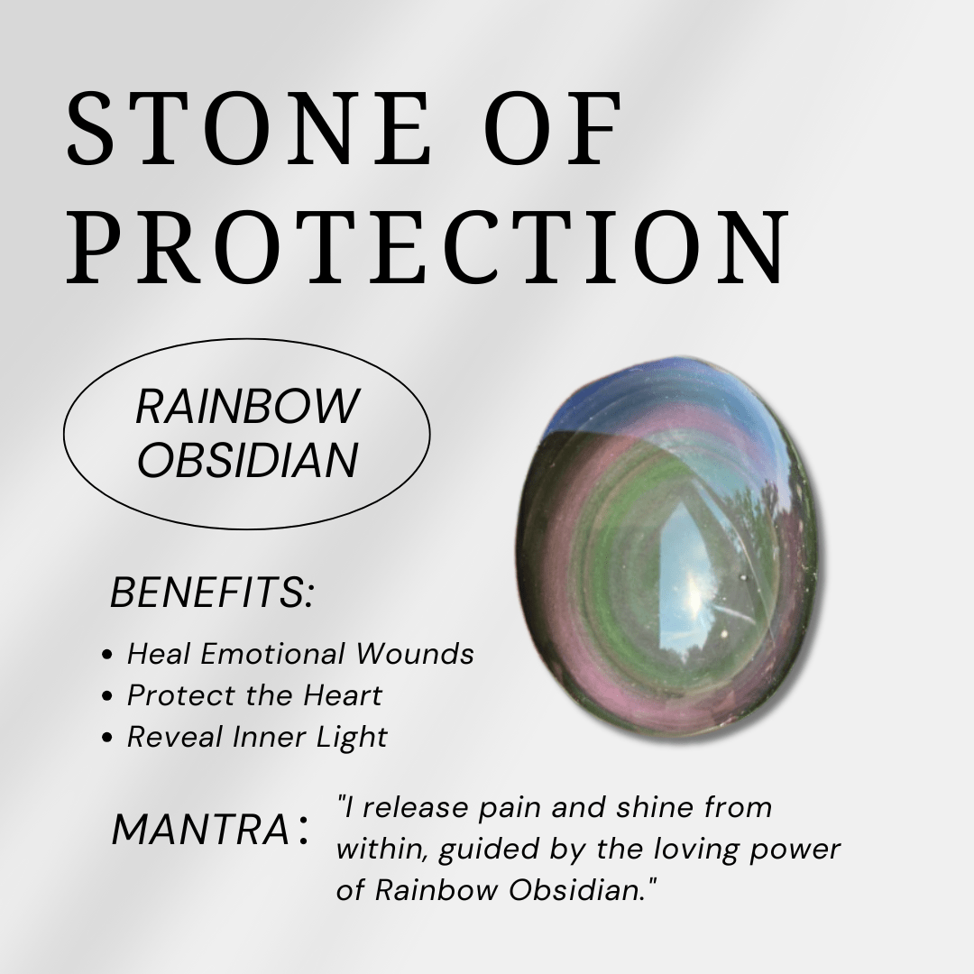 Rainbow Obsidian Palm Stone - helmsman - crystal