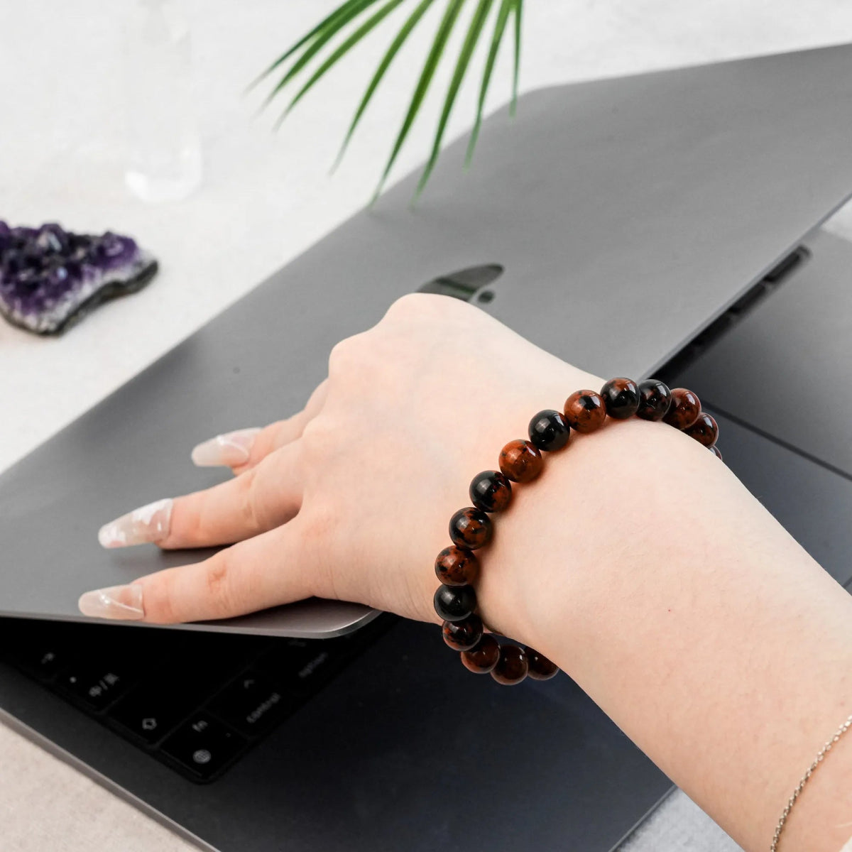 Red Obsidian Crystal Bracelet - helmsman - crystal