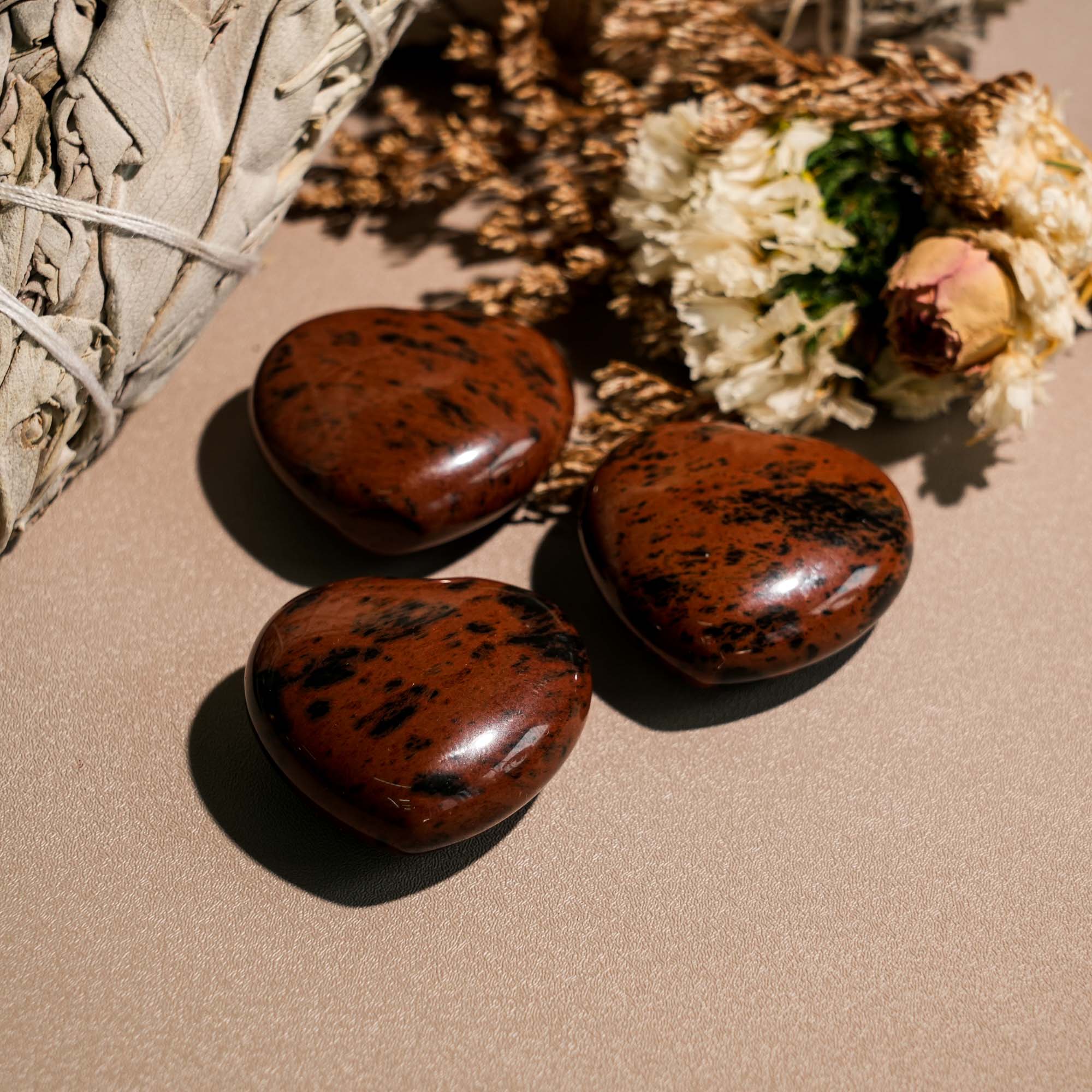 Red Obsidian Mini Heart Set - helmsman - crystal