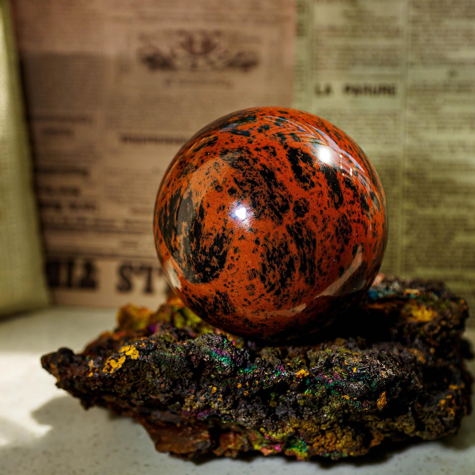 Red Obsidian Sphere - helmsman - crystal