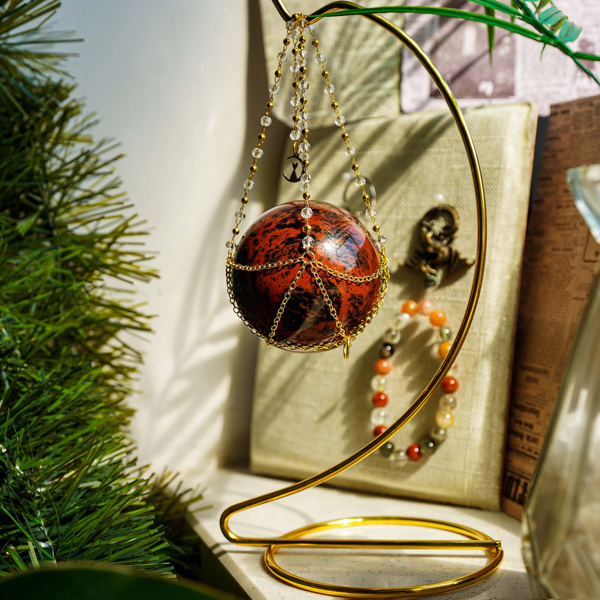 Red Obsidian Sphere - helmsman - crystal