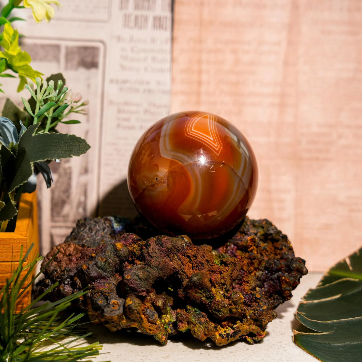 Red Sardonyx Sphere - helmsman - crystal