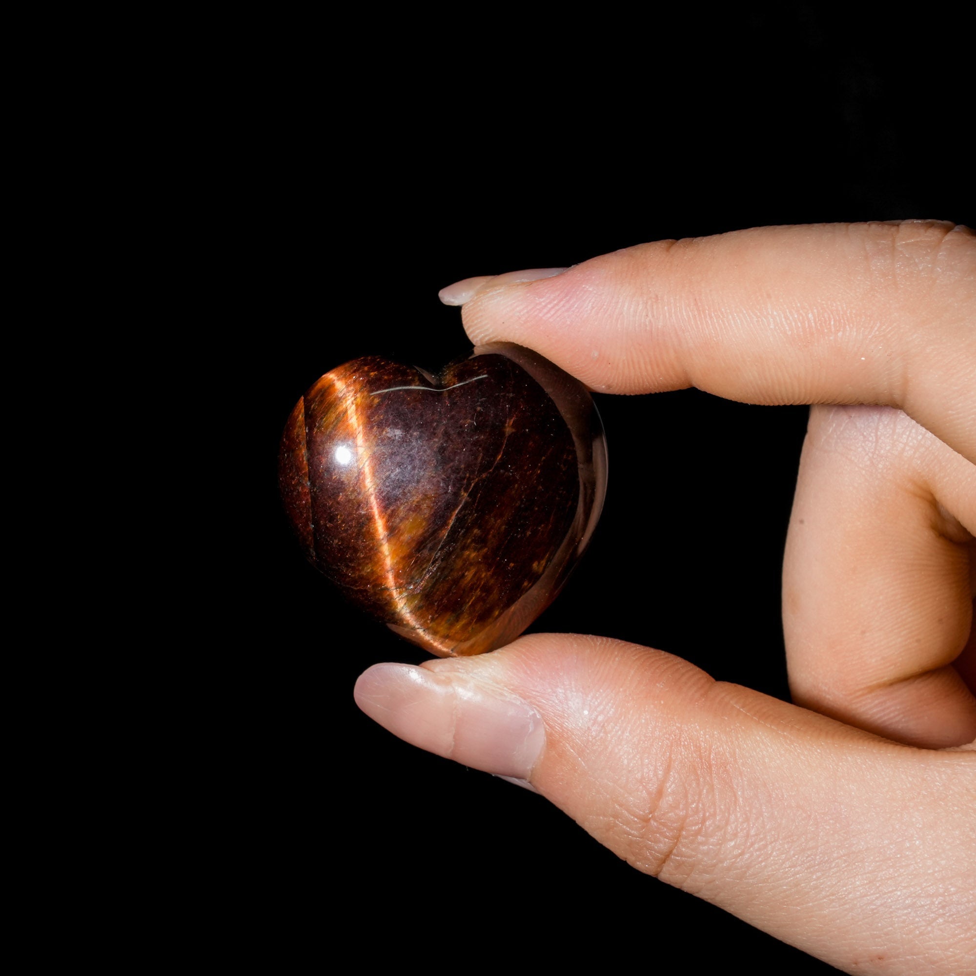 Red Tiger Eye Stone Mini Heart Set - helmsman - crystal