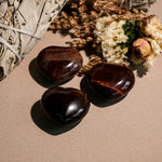 Red Tiger Eye Stone Mini Heart Set - helmsman - crystal