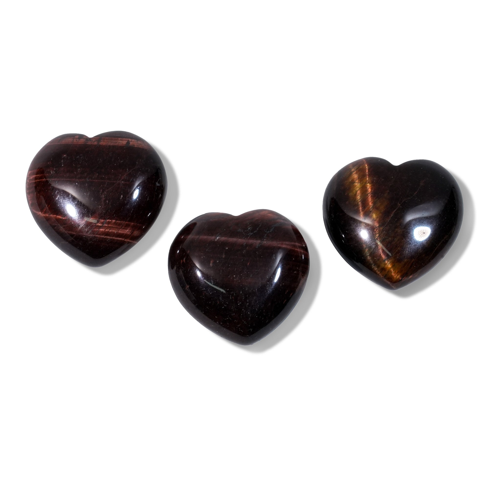Red Tiger Eye Stone Mini Heart Set - helmsman - crystal
