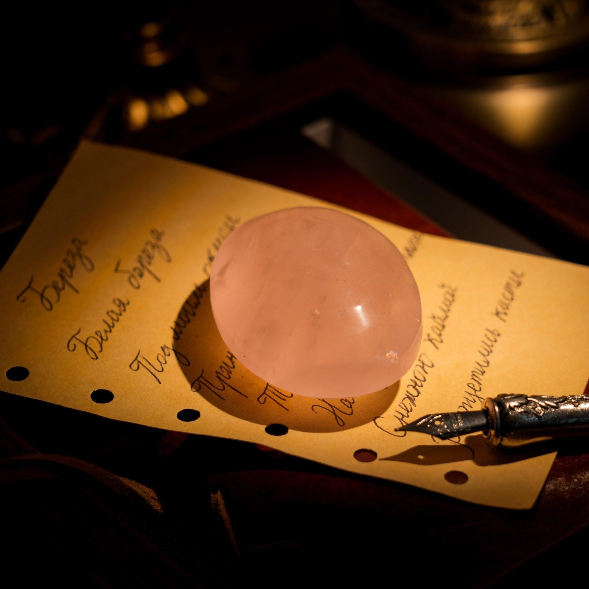 Rose Quartz Palm Stone - helmsman - crystal