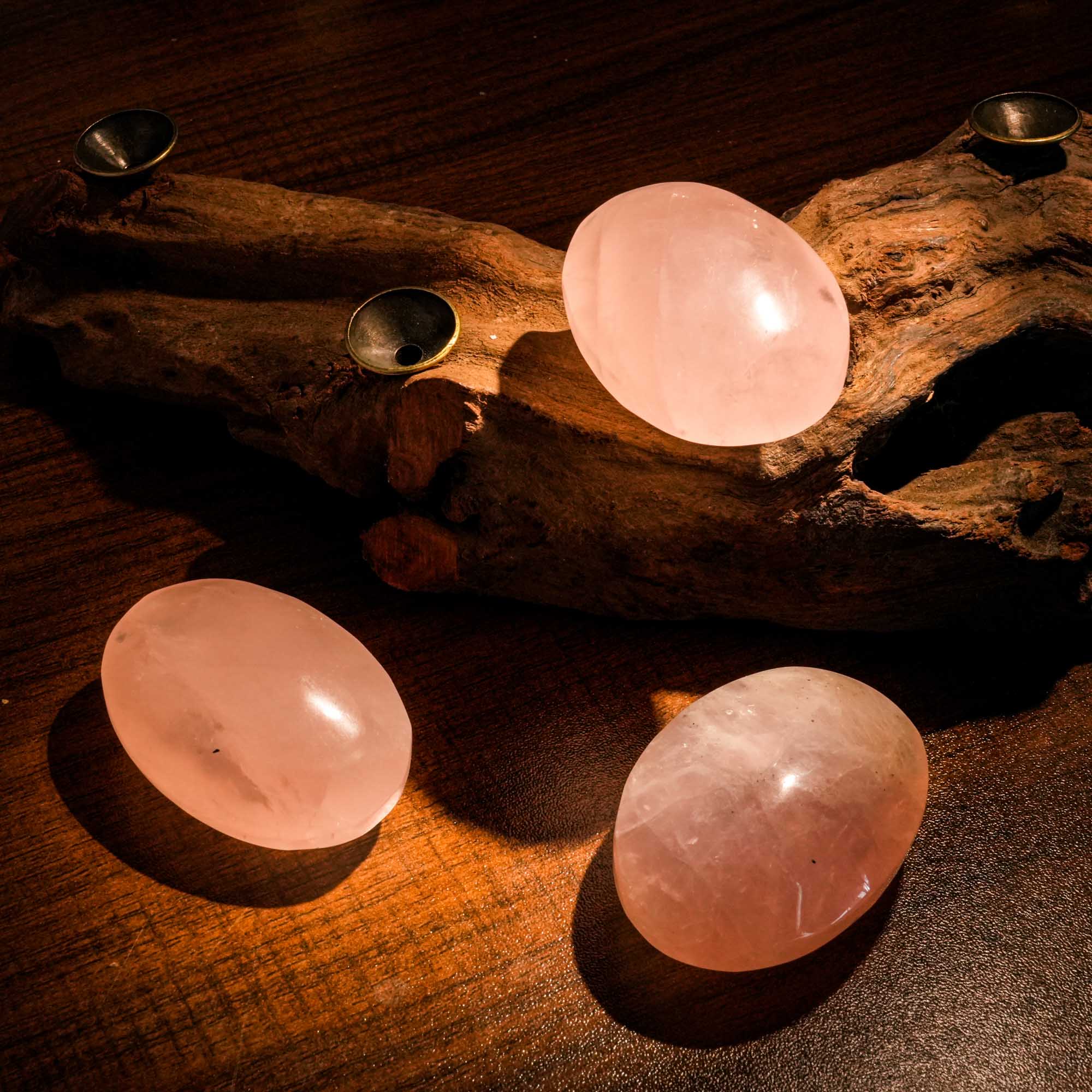 Rose Quartz Palm Stone - helmsman - crystal