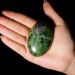 Ruby in Zoisite Palm Stone - helmsman - crystal