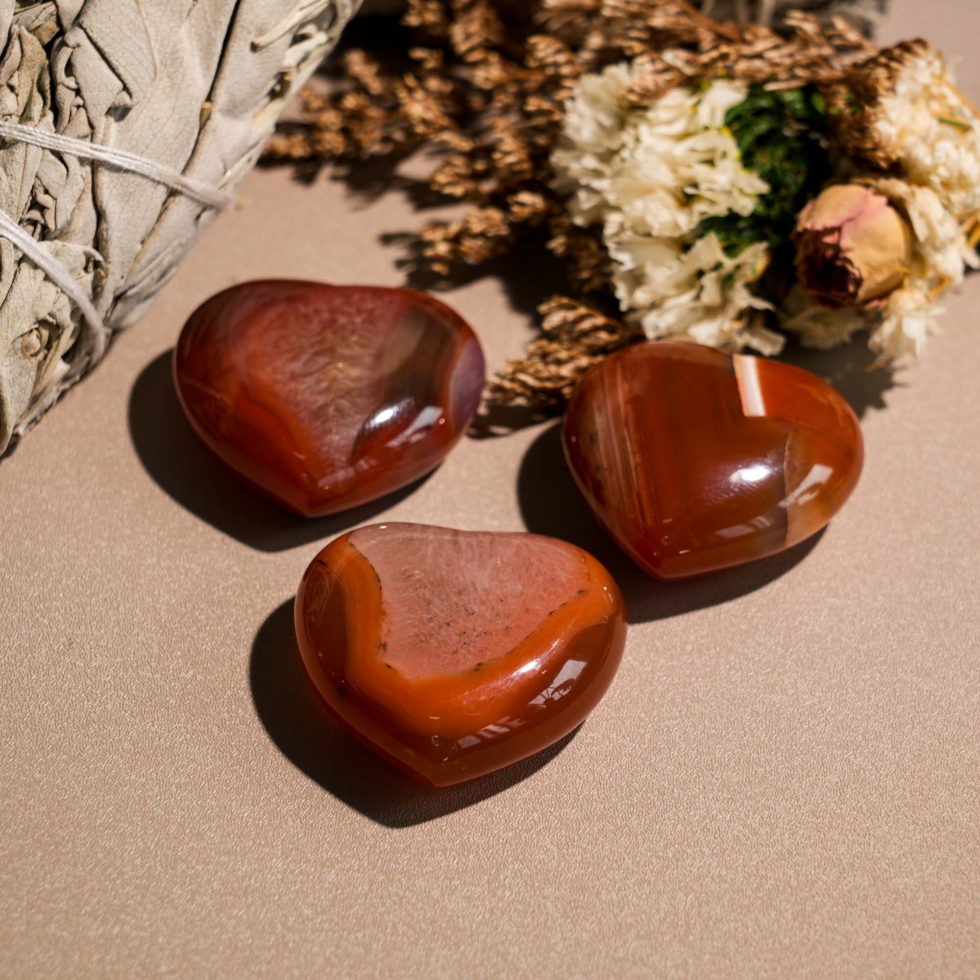 Sardonyx Mini Heart Set - helmsman - crystal