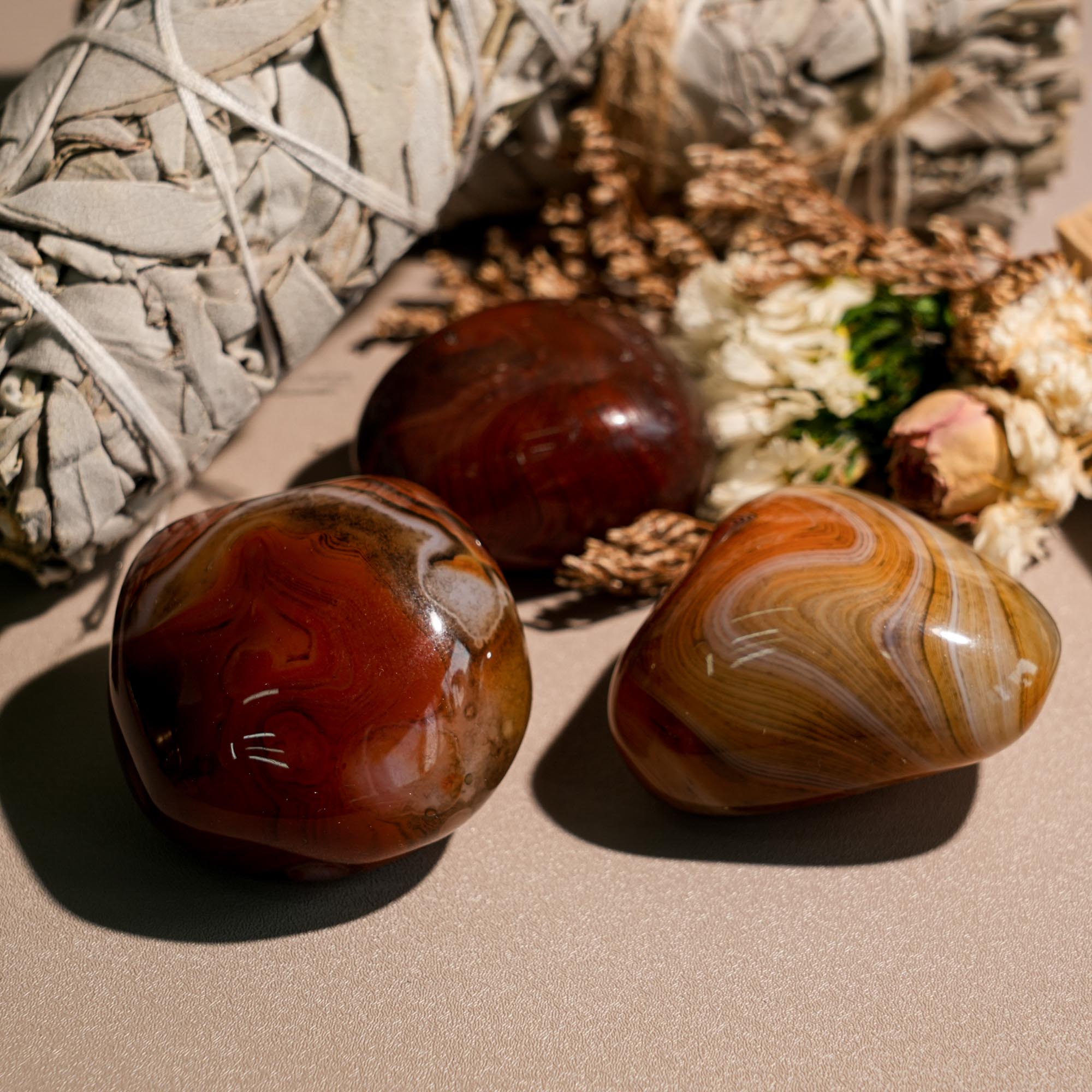 Sardonyx Tumbled Stone Set - helmsman - crystal