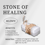 Selenite Palm Stone - helmsman - crystal