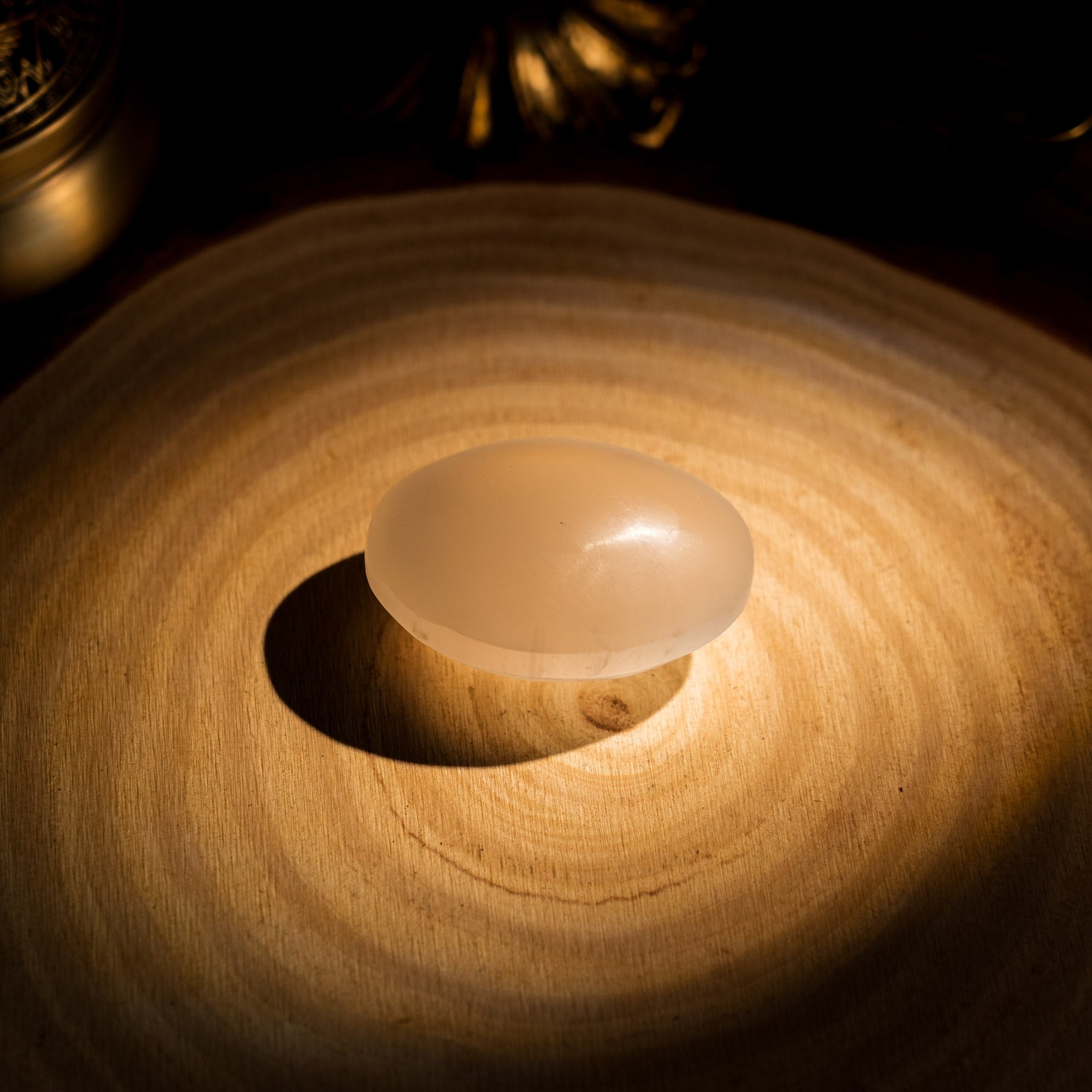 Selenite Palm Stone - helmsman - crystal