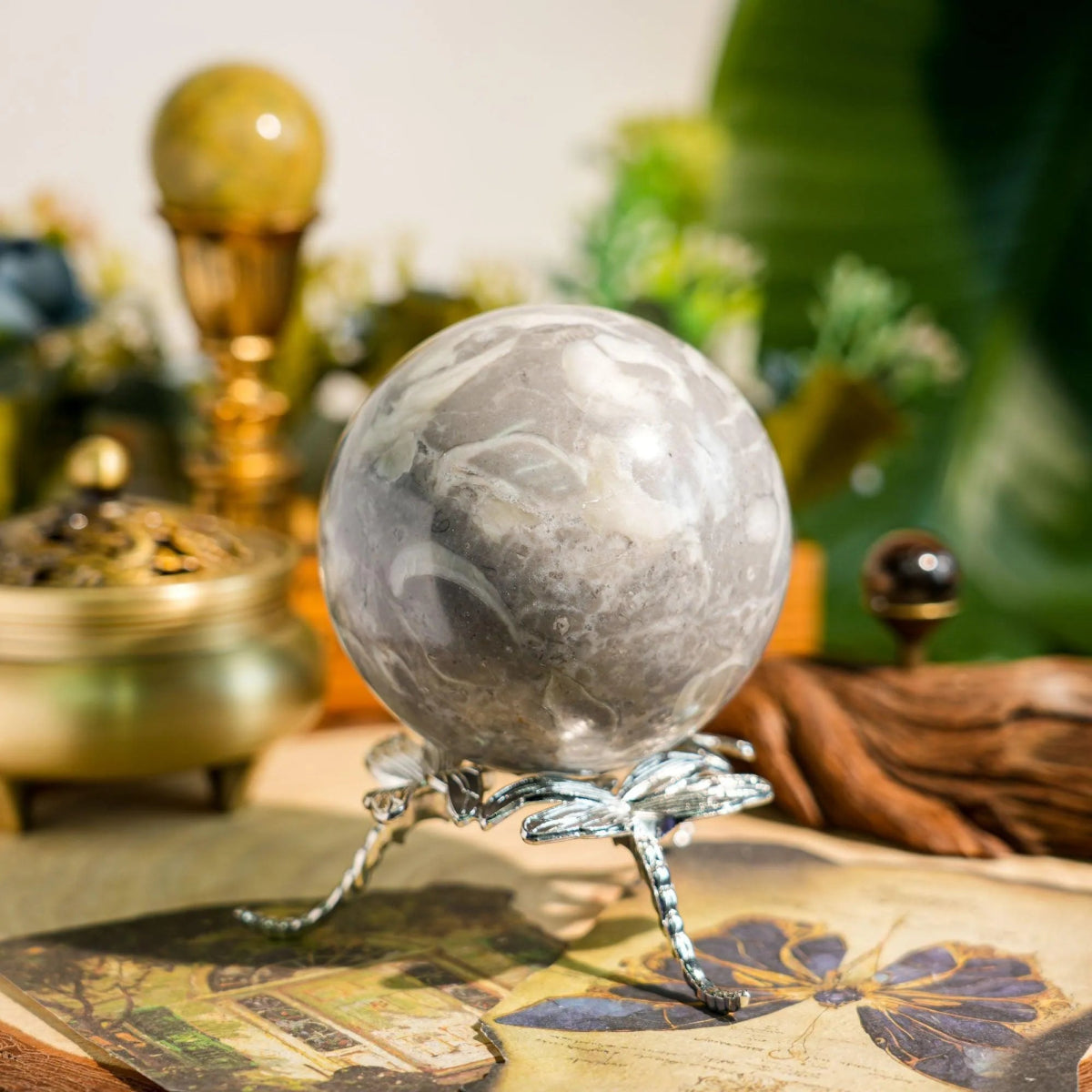 Shell Stone Sphere - helmsman - crystal
