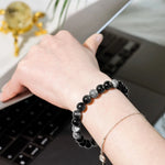 Silver Obsidian Bracelet - helmsman - crystal