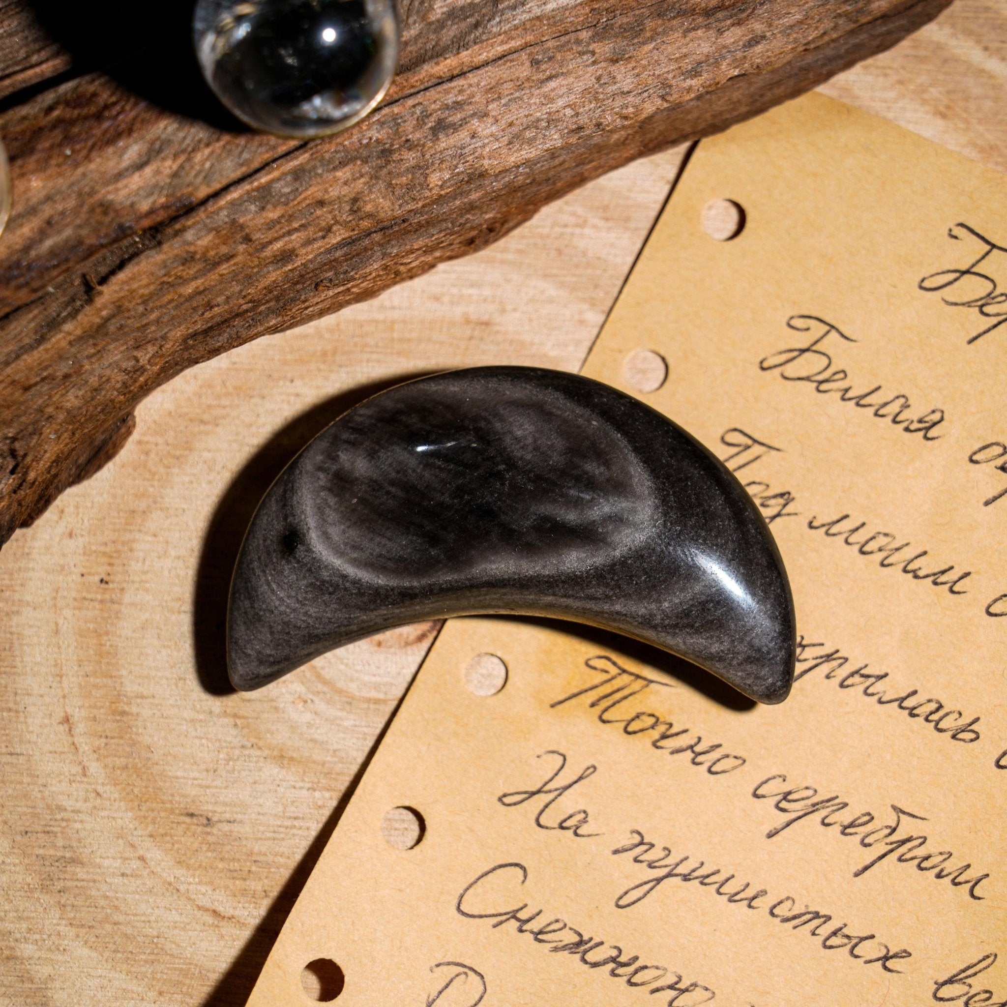 Silver Obsidian Moon - helmsman - crystal