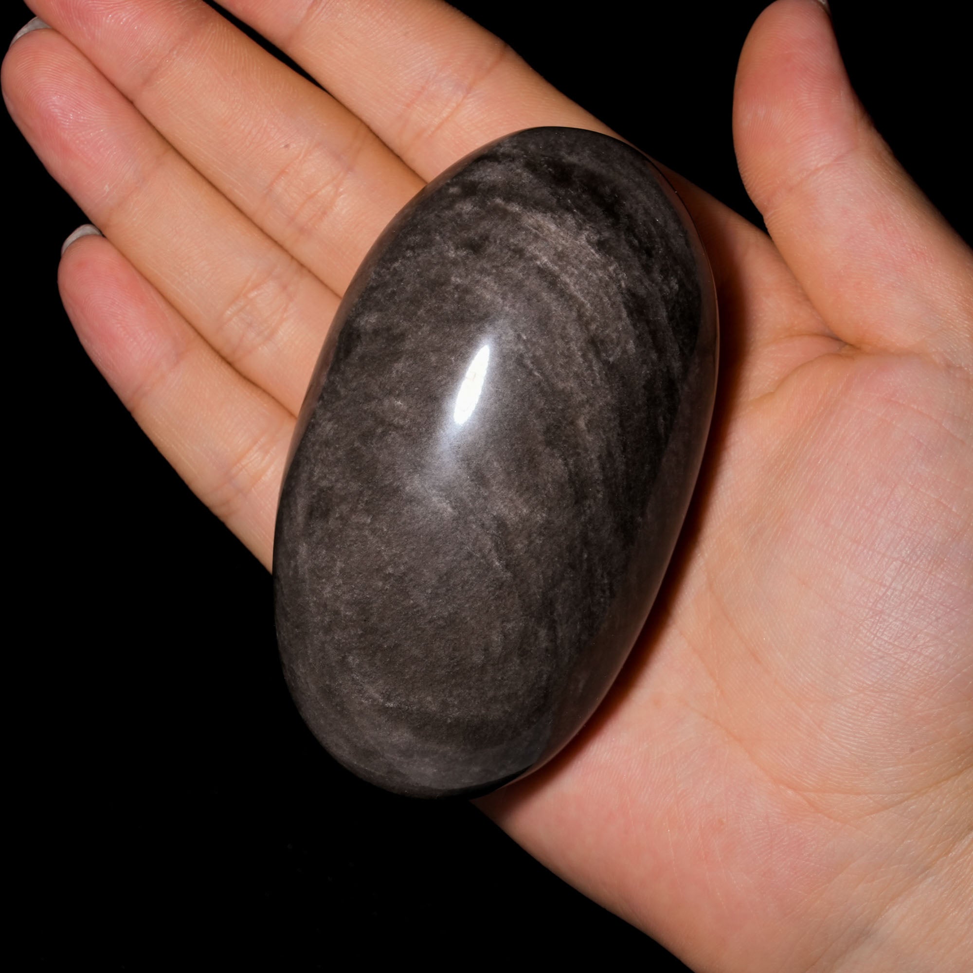 Silver Obsidian Palm - helmsman - crystal