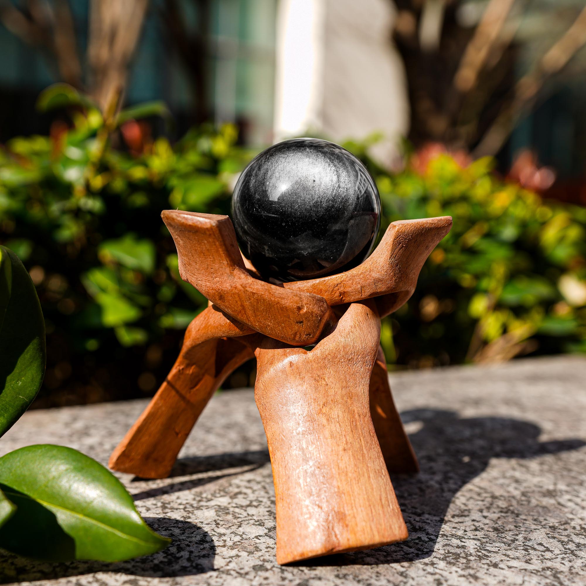 Silver Obsidian Sphere - helmsman - crystal