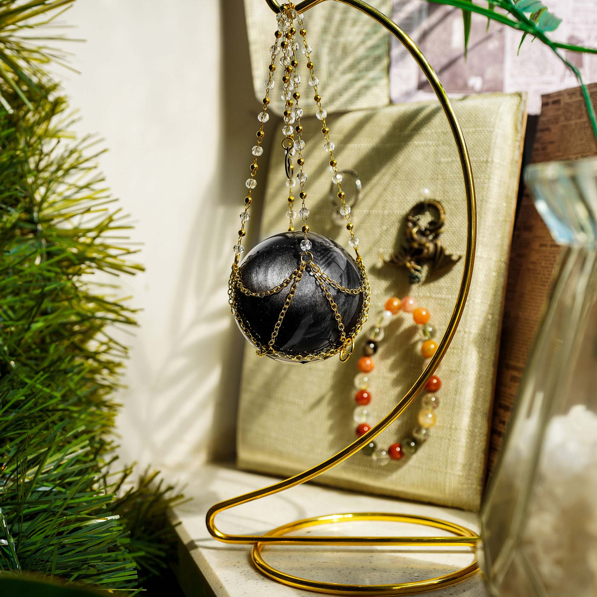 Silver Obsidian Sphere - helmsman - crystal