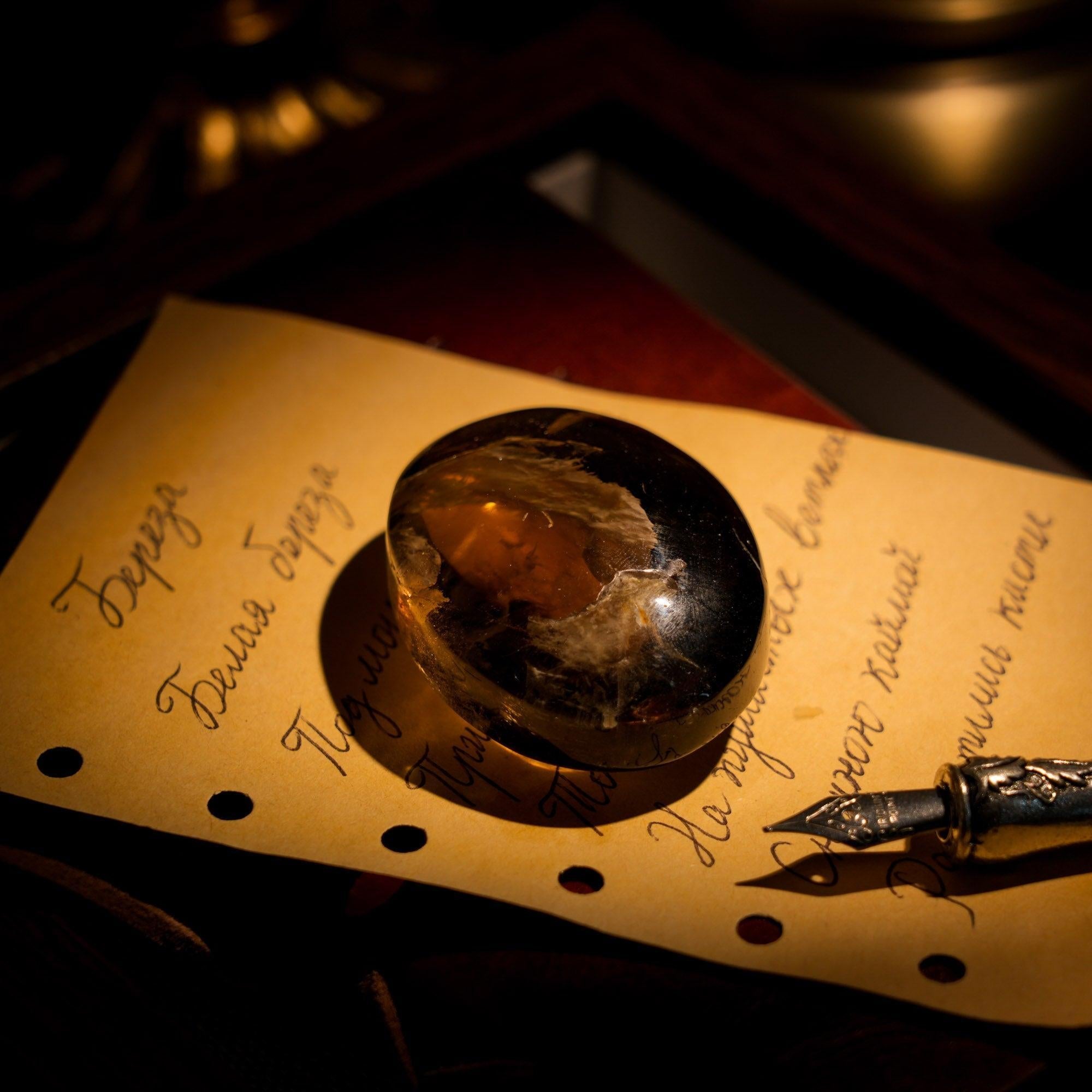 Smoky Quartz Palm Stone - helmsman - crystal