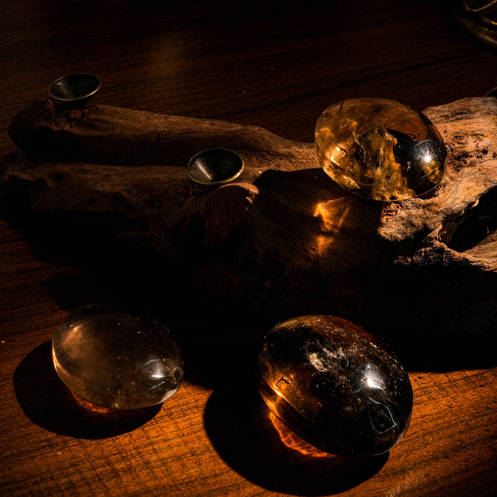 Smoky Quartz Palm Stone - helmsman - crystal