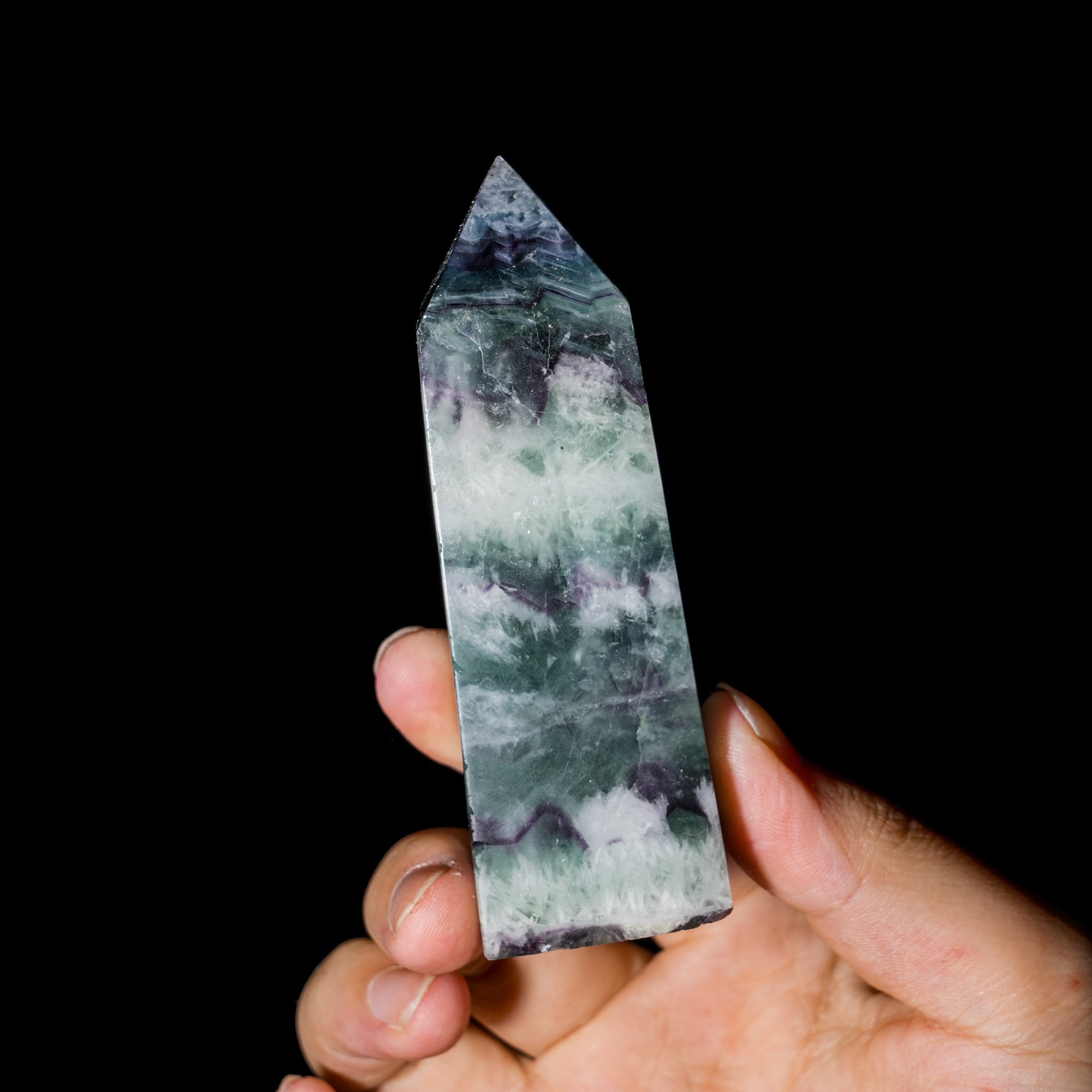 Snowflake Fluorite Tower - helmsman - crystal