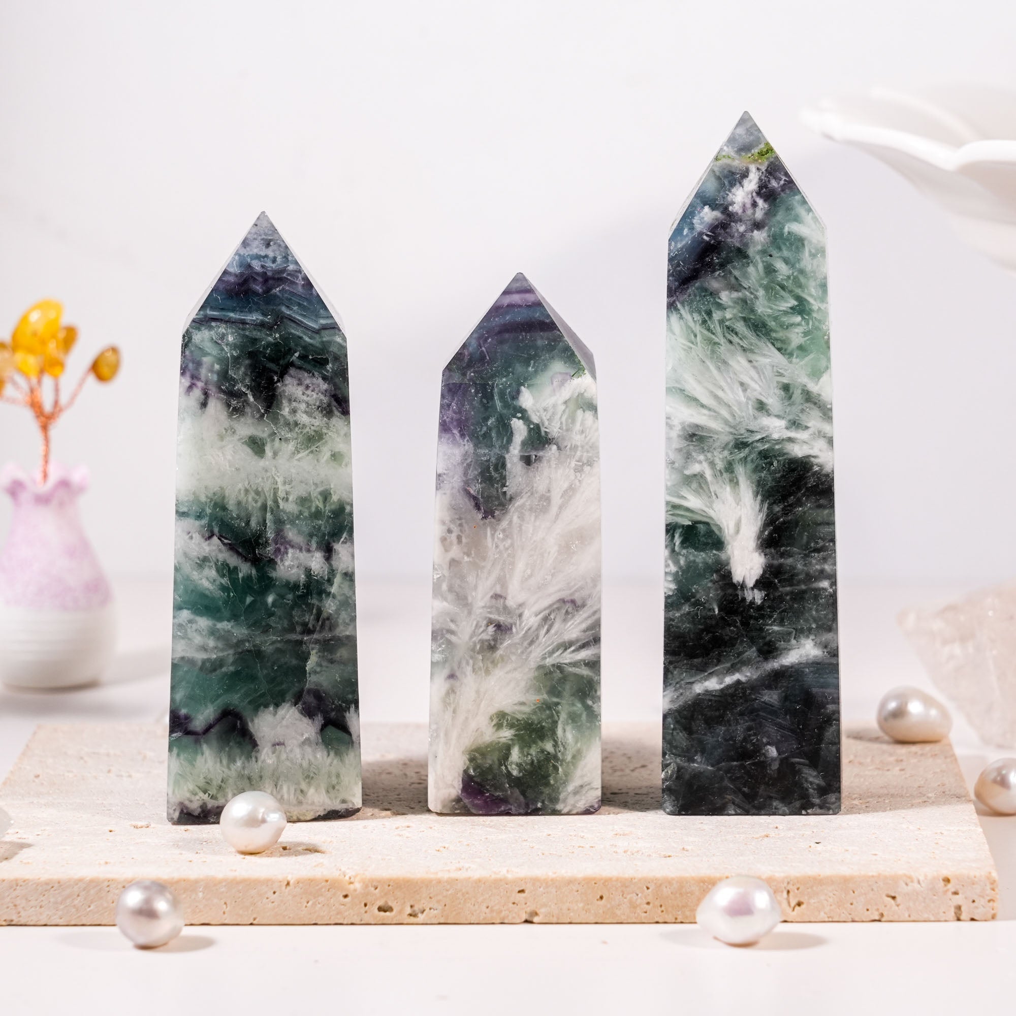 Snowflake Fluorite Tower - helmsman - crystal