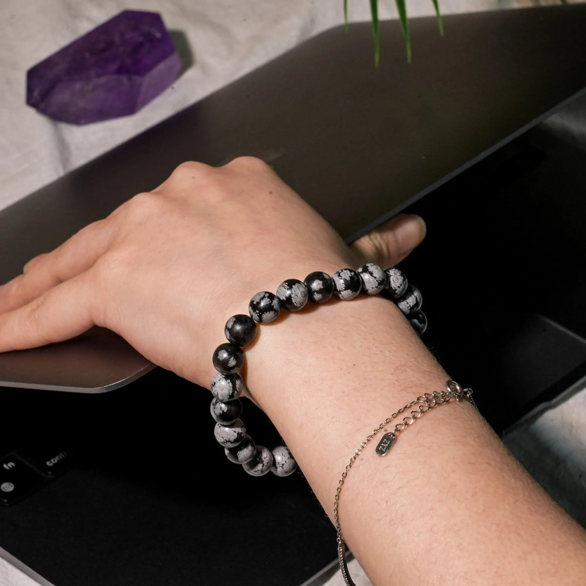 Snowflake Obsidian Bracelet - helmsman - crystal