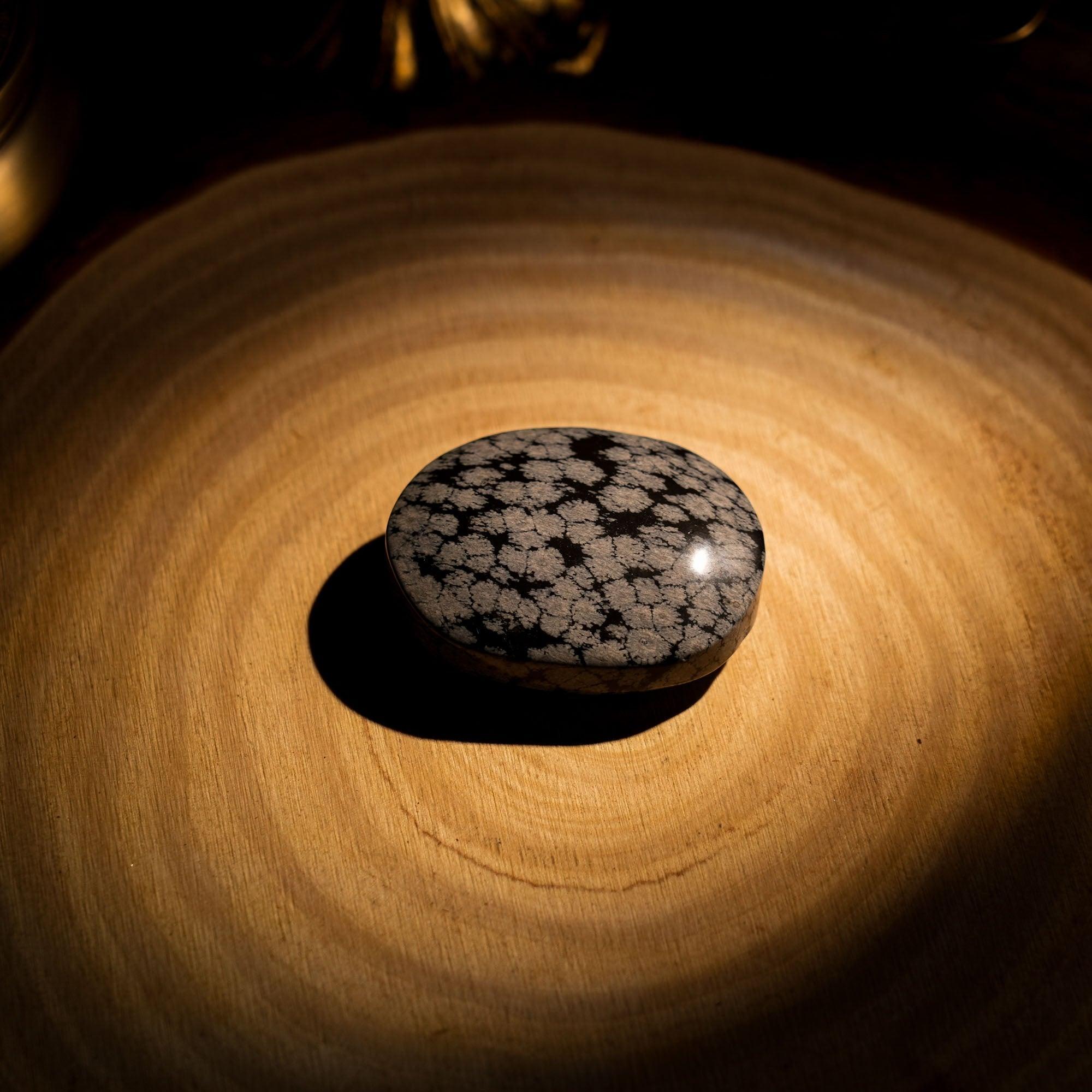 Snowflake Obsidian Palm Stone - helmsman - crystal