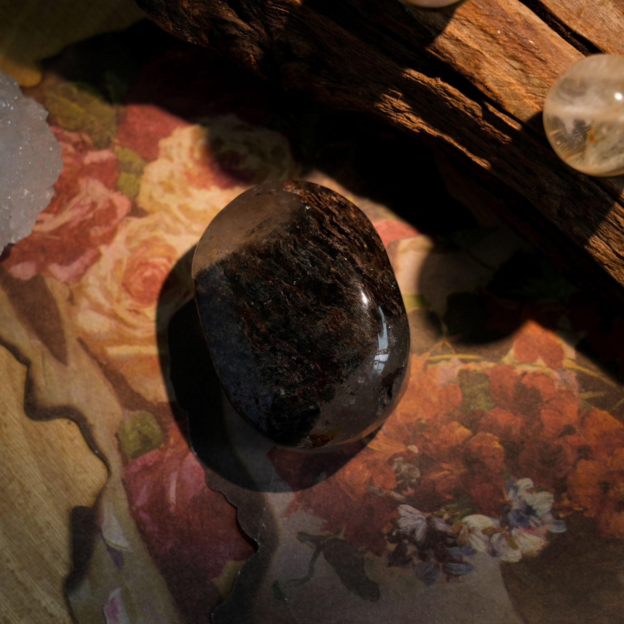 Thousand Layer Quartz Palm Stone - helmsman - crystal