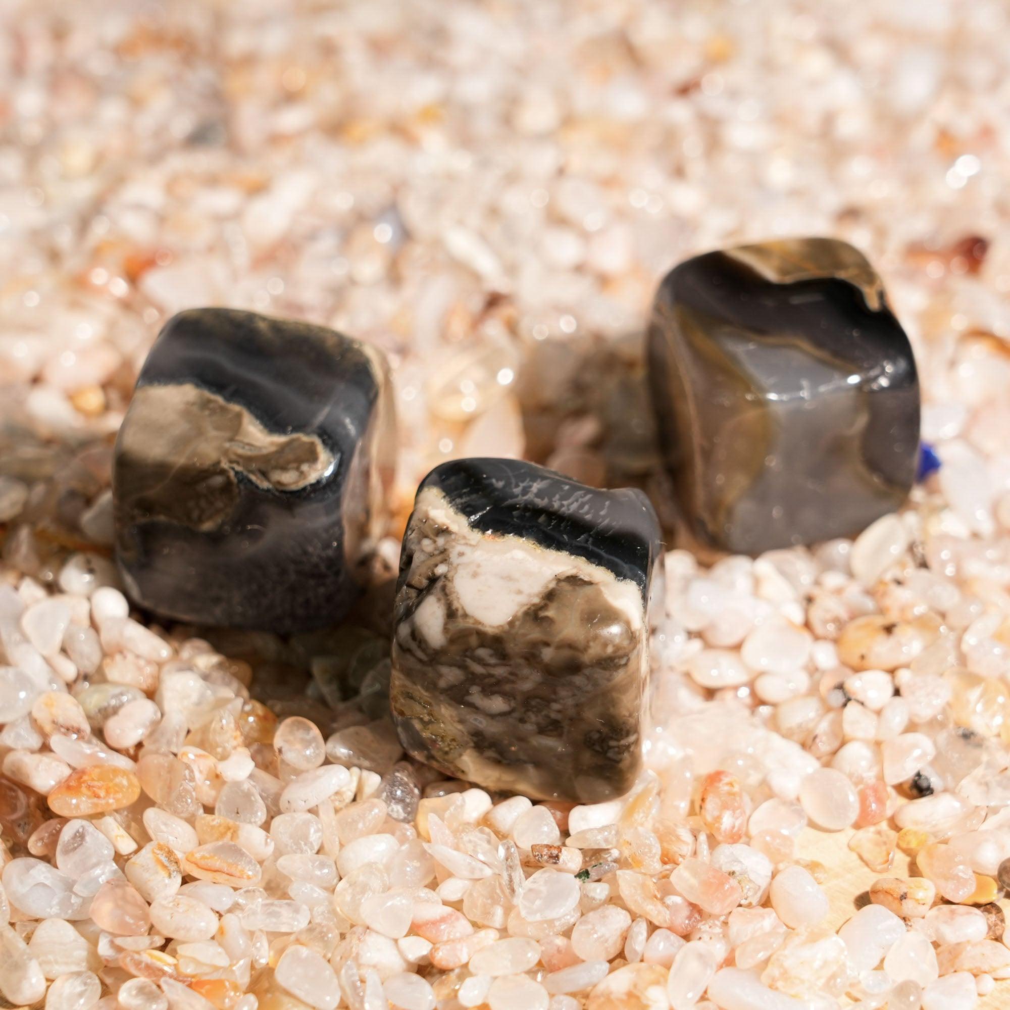 Volcano Agate Tumbled Stone Set - helmsman - crystal