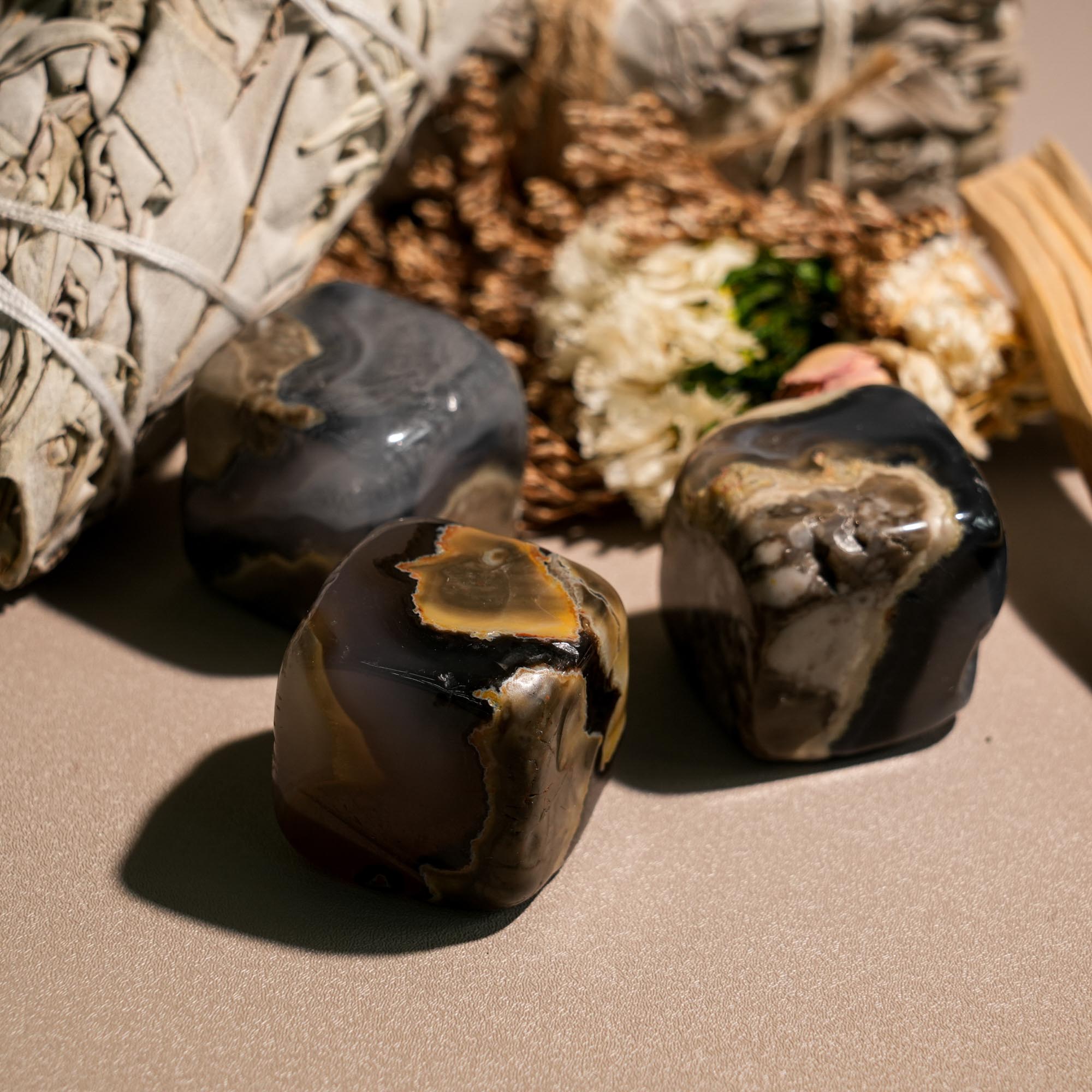 Volcano Agate Tumbled Stone Set - helmsman - crystal